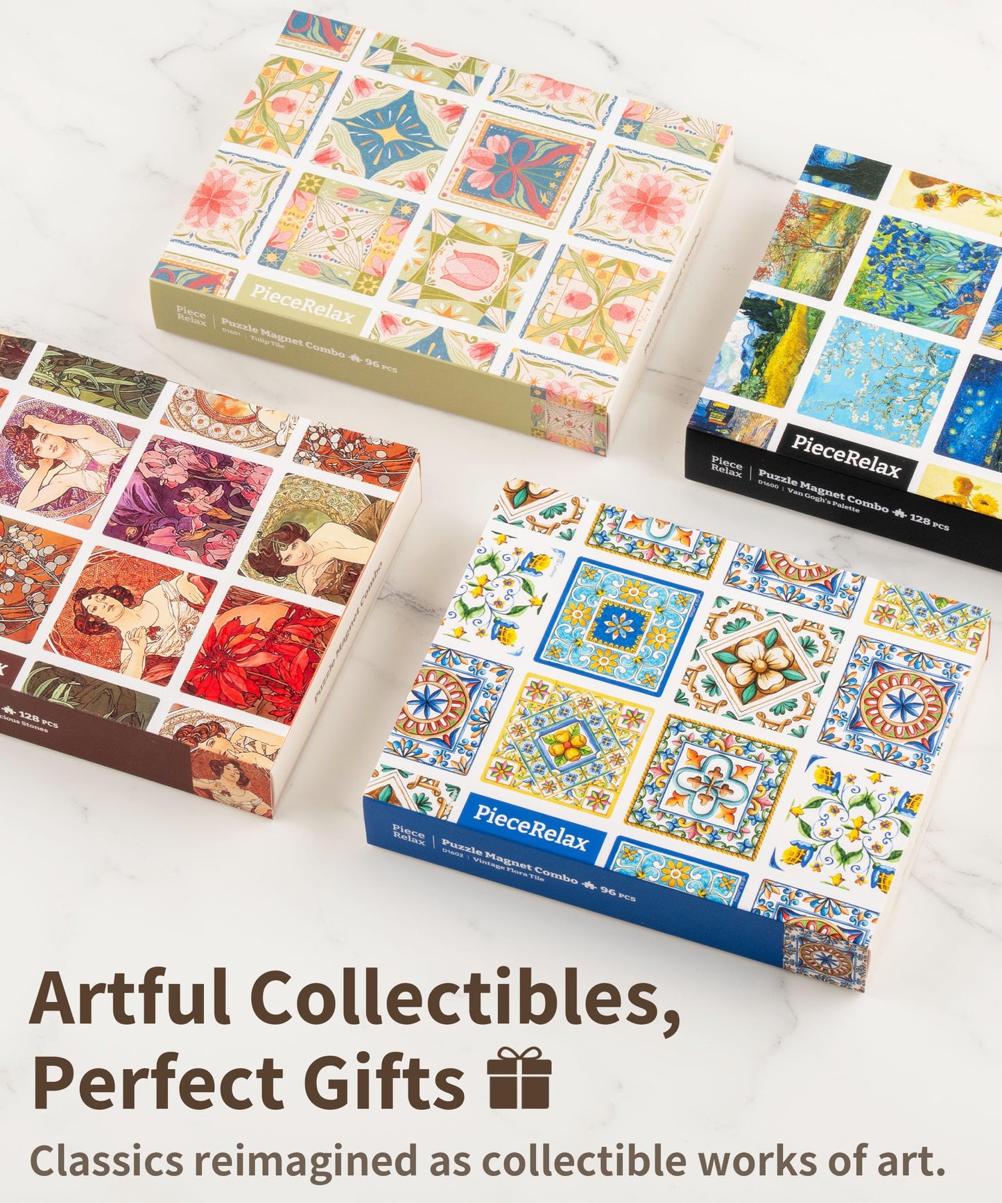 PieceRelax Magnet Puzzle for Adults - 128 Pieces, Van Gogh Palette, Unique Gift & Home Decor