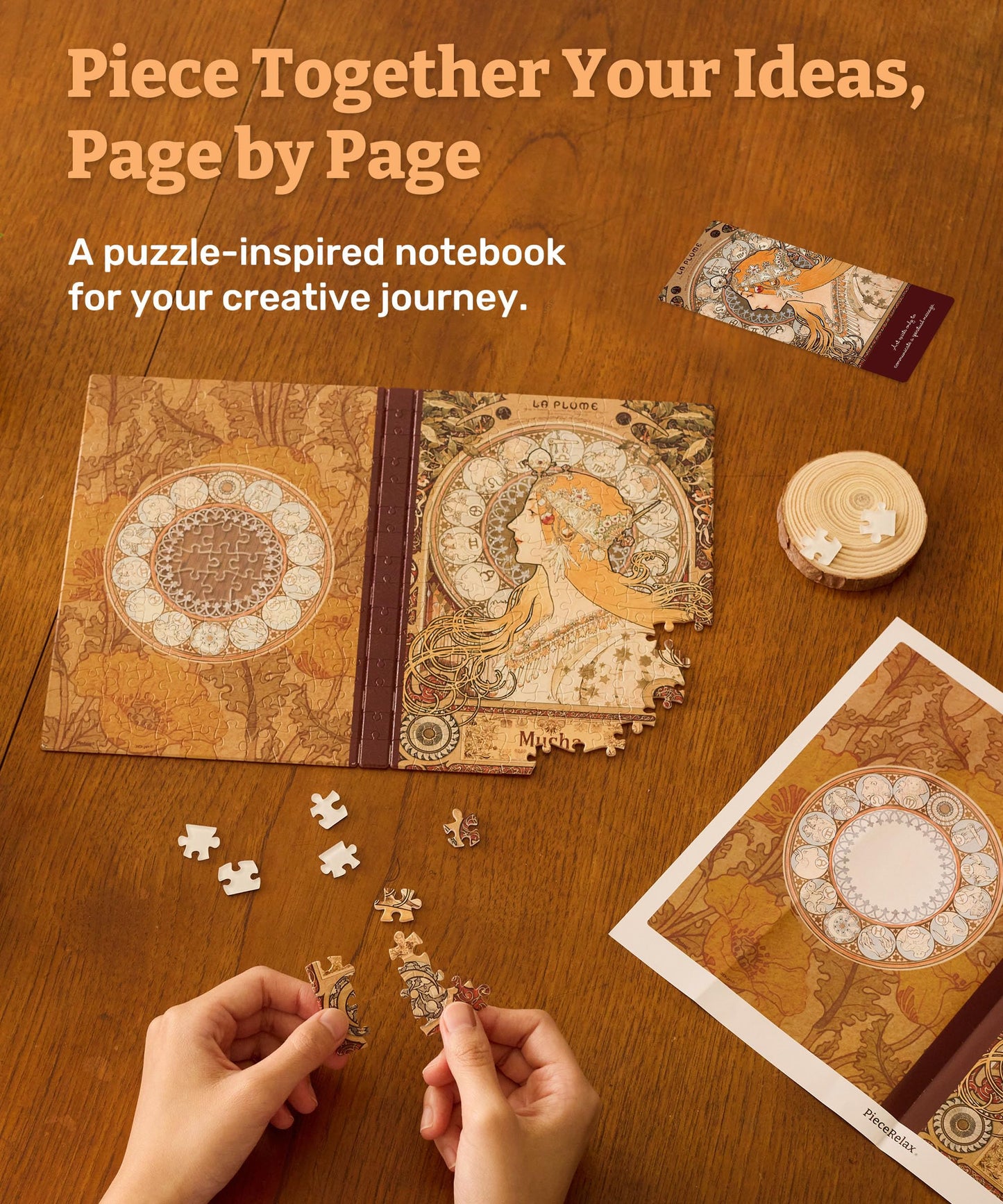 PieceRelax A5 Puzzle Journal: Alphonse Mucha Zodiac Cover, 300-Piece Jigsaw