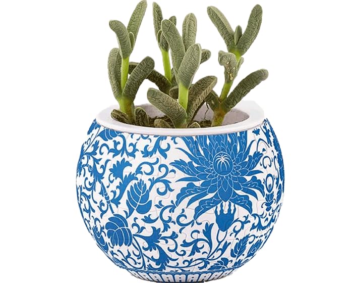 PieceRelax 3D Puzzle Planter - Oriental Floral Ornament, Small Round Pots with Drainage