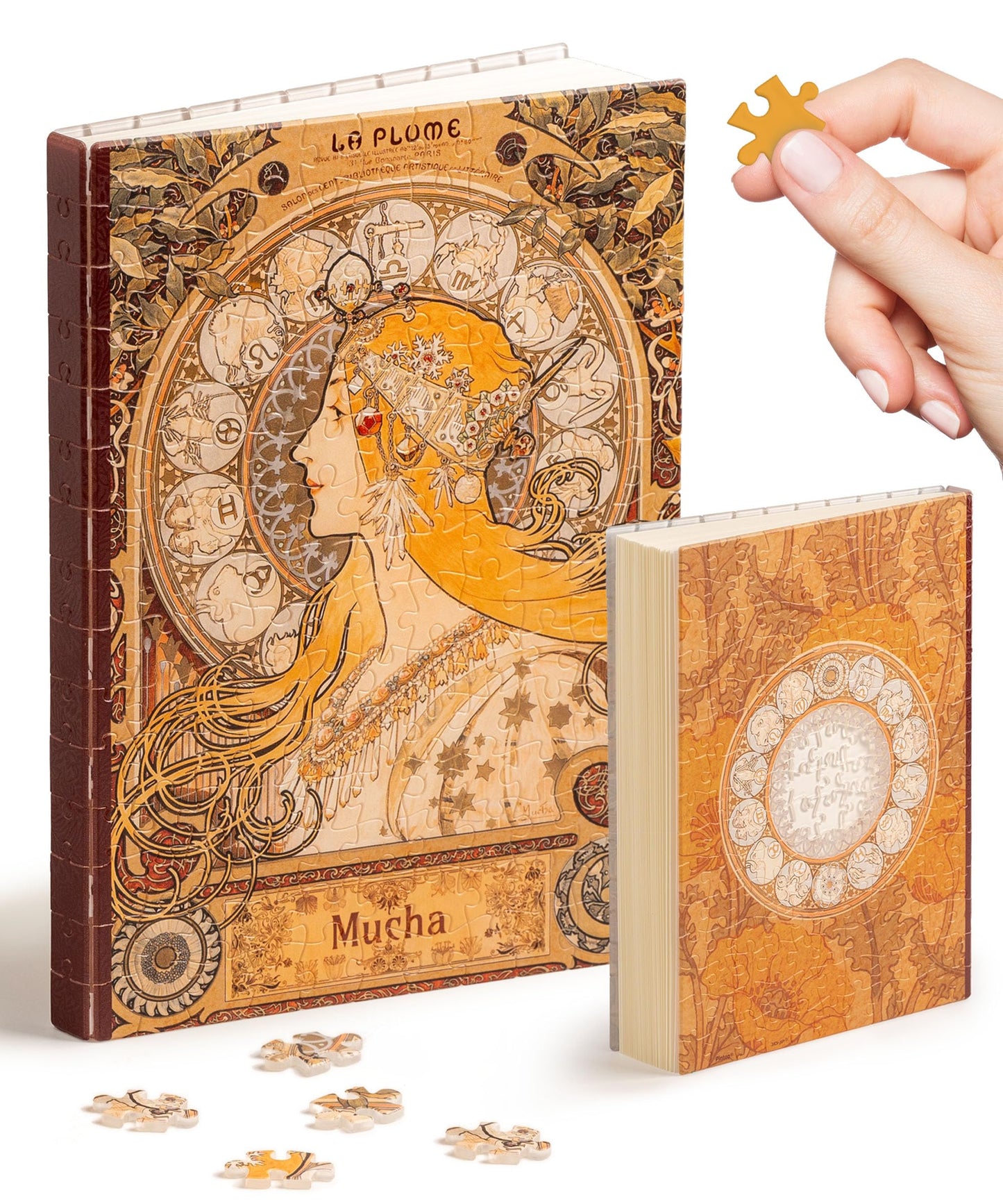 PieceRelax A5 Puzzle Journal: Alphonse Mucha Zodiac Cover, 300-Piece Jigsaw