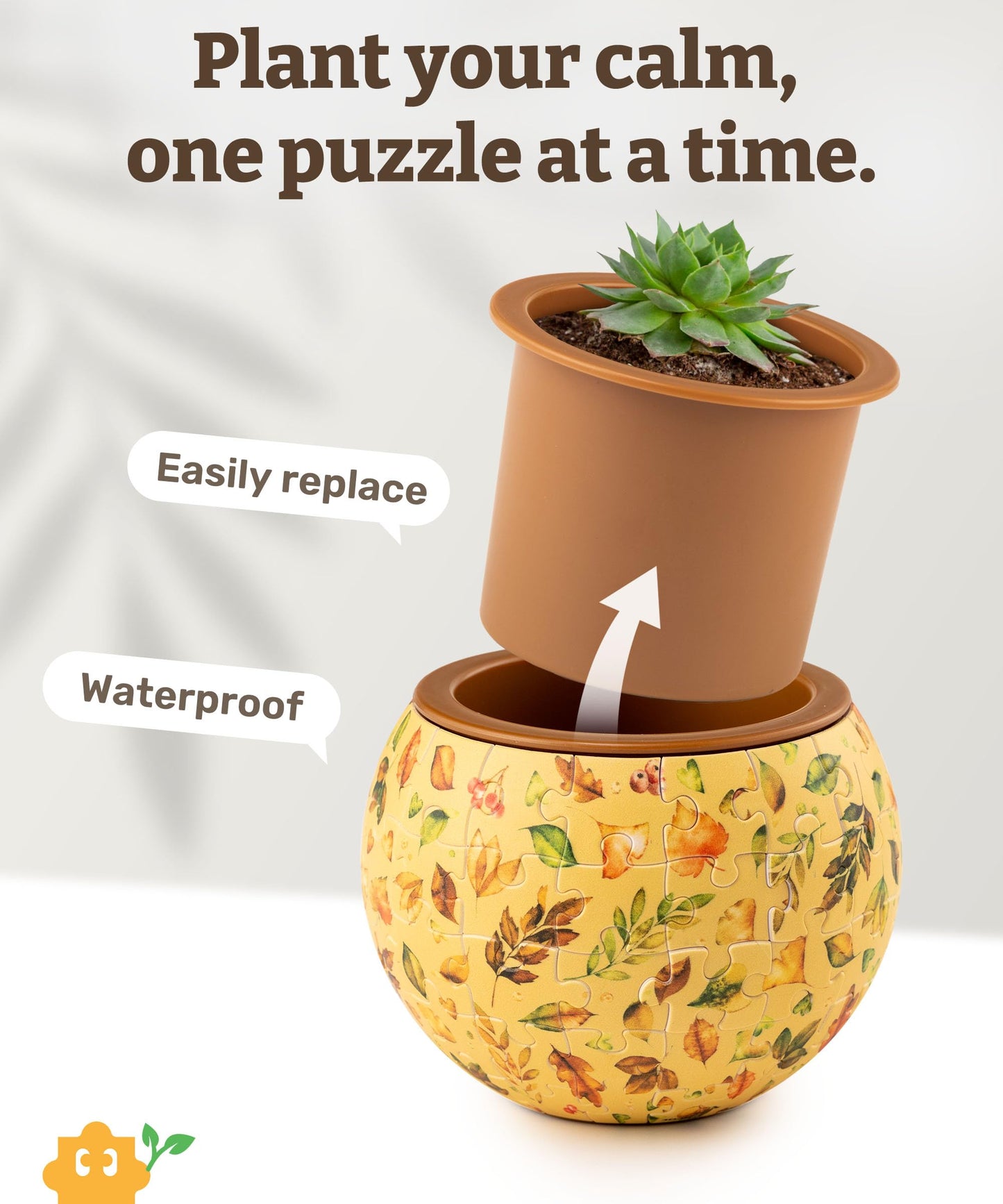 PieceRelax 3D Puzzle Planter 80 Pieces – Elegant Green Flower Pot for Indoor Cacti & Succulents