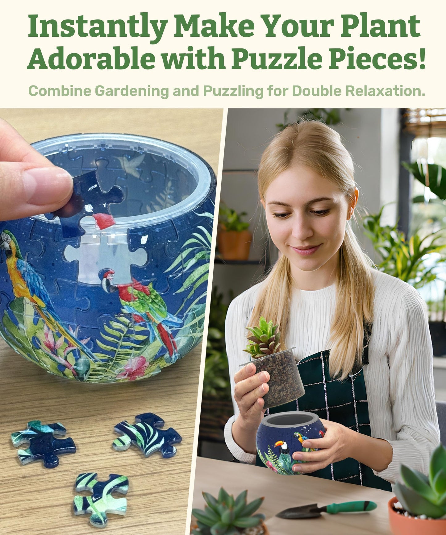 PieceRelax 3D Puzzle Planter – 80-Piece Bird of Paradise Flower Pot for Indoor Plants (K1106)