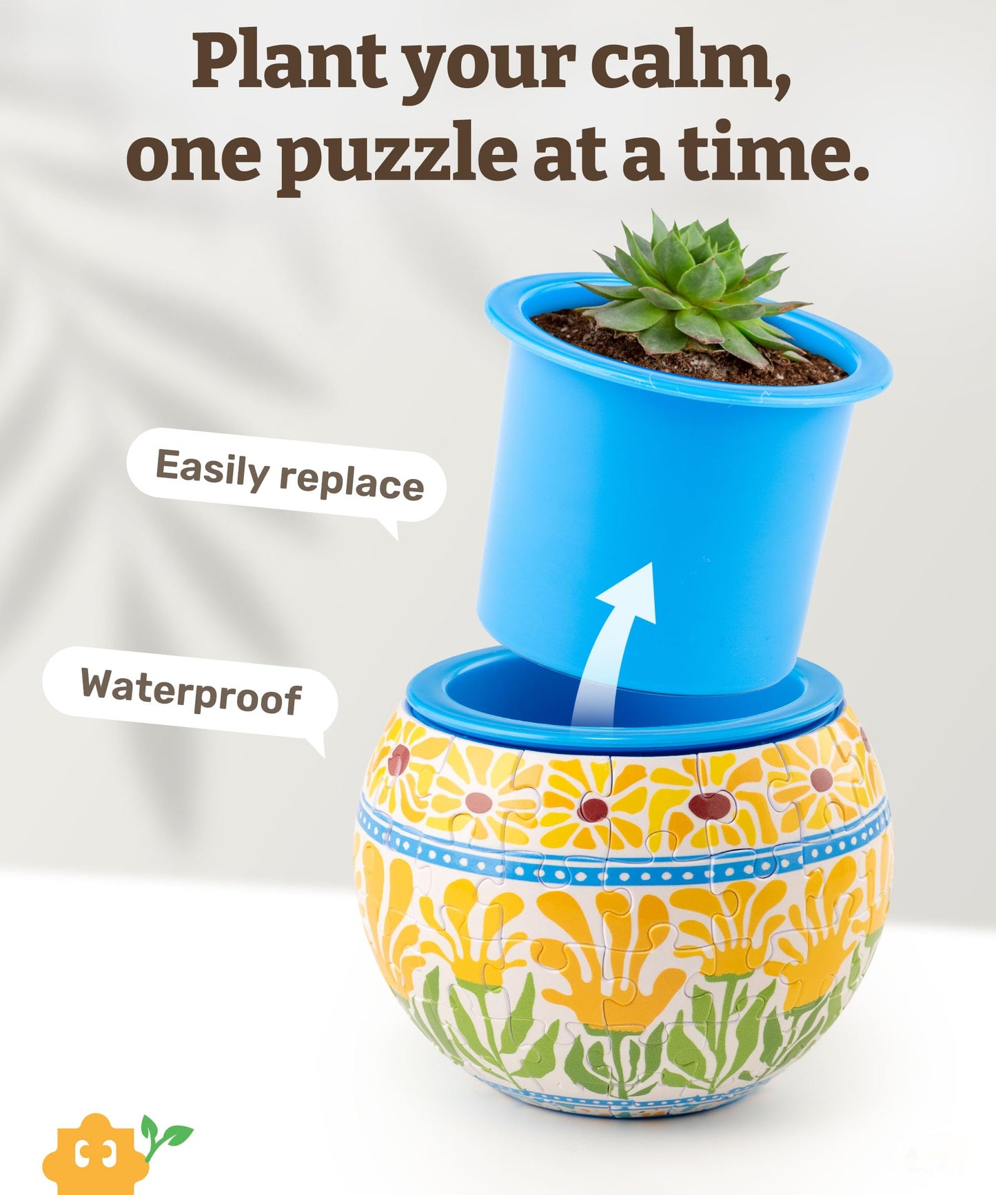 PieceRelax 3D Puzzle Planter - 80 Pieces (Summer Blossoms) for Indoor Cactus & Succulents | K1126