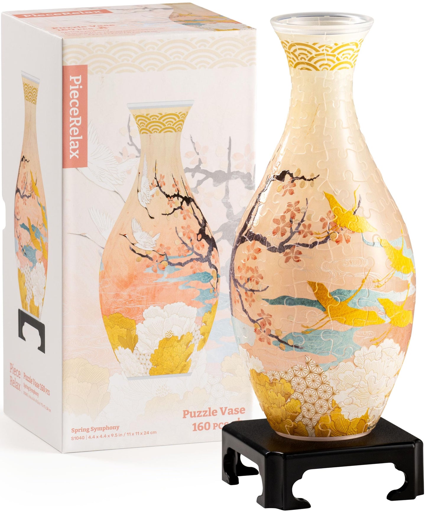 PieceRelax Unique Flower Vase — 3D Puzzle for Adults, 160 Curved Pieces, Spring Symphony S1040