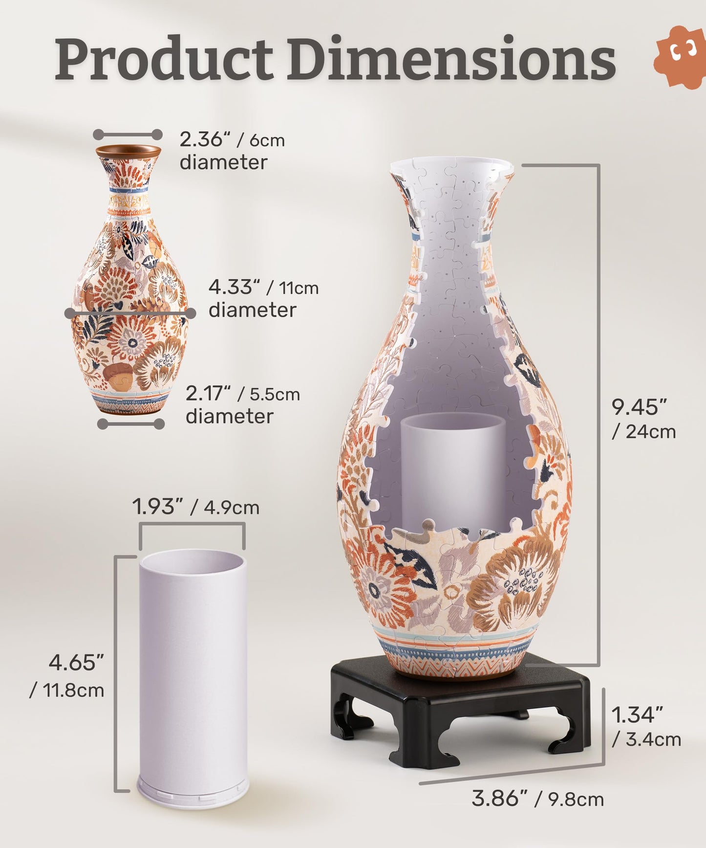 PieceRelax Unique Flower Vase — 3D Puzzle for Adults, 160 Curved Pieces, Spring Symphony S1040