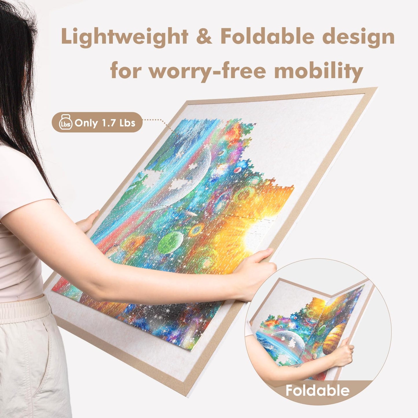 Piecevana Puzzle Board with 4 Sorting Trays | 31.5 x 23.6 Inch Felt Display for 1000-Piece Puzzles
