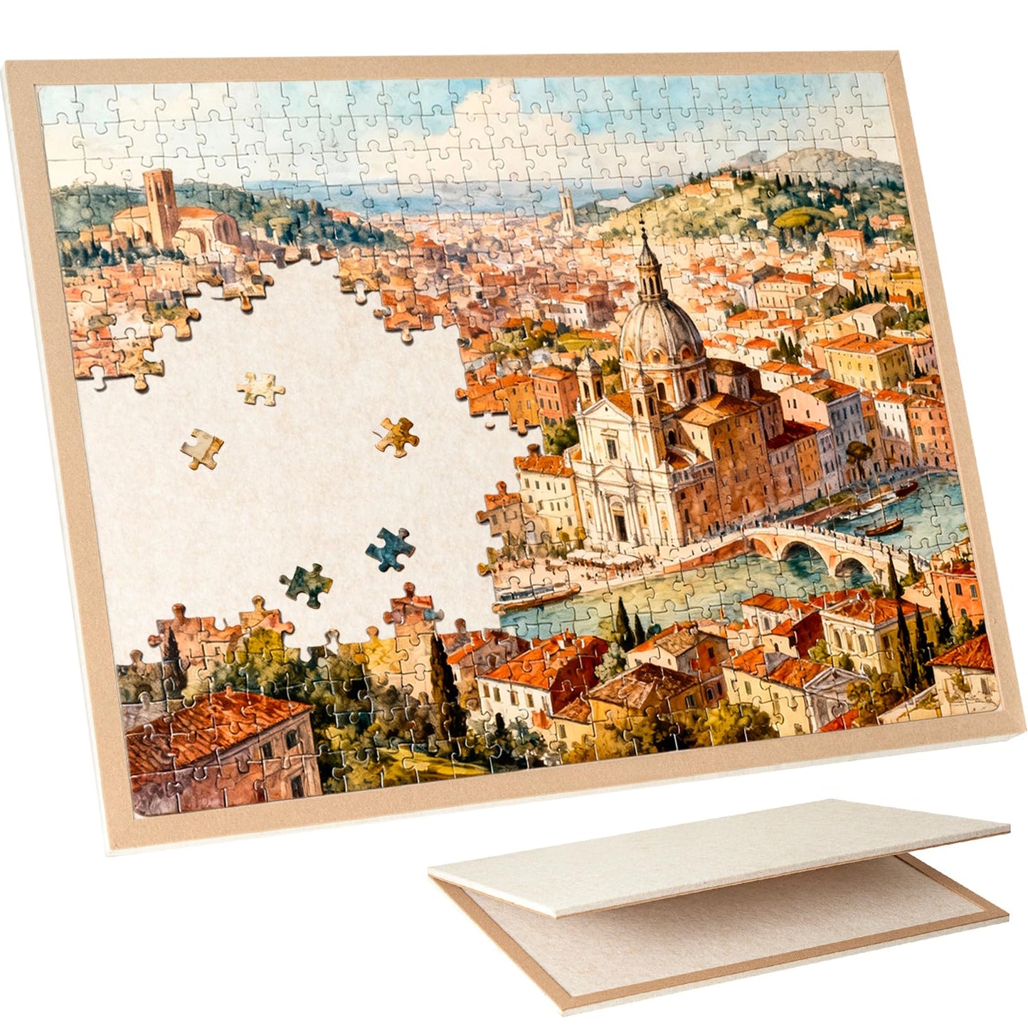 Piecevana Jigsaw Puzzle Board for 1000 Pieces – Foldable Felt Display, 31.5 x 24 inches