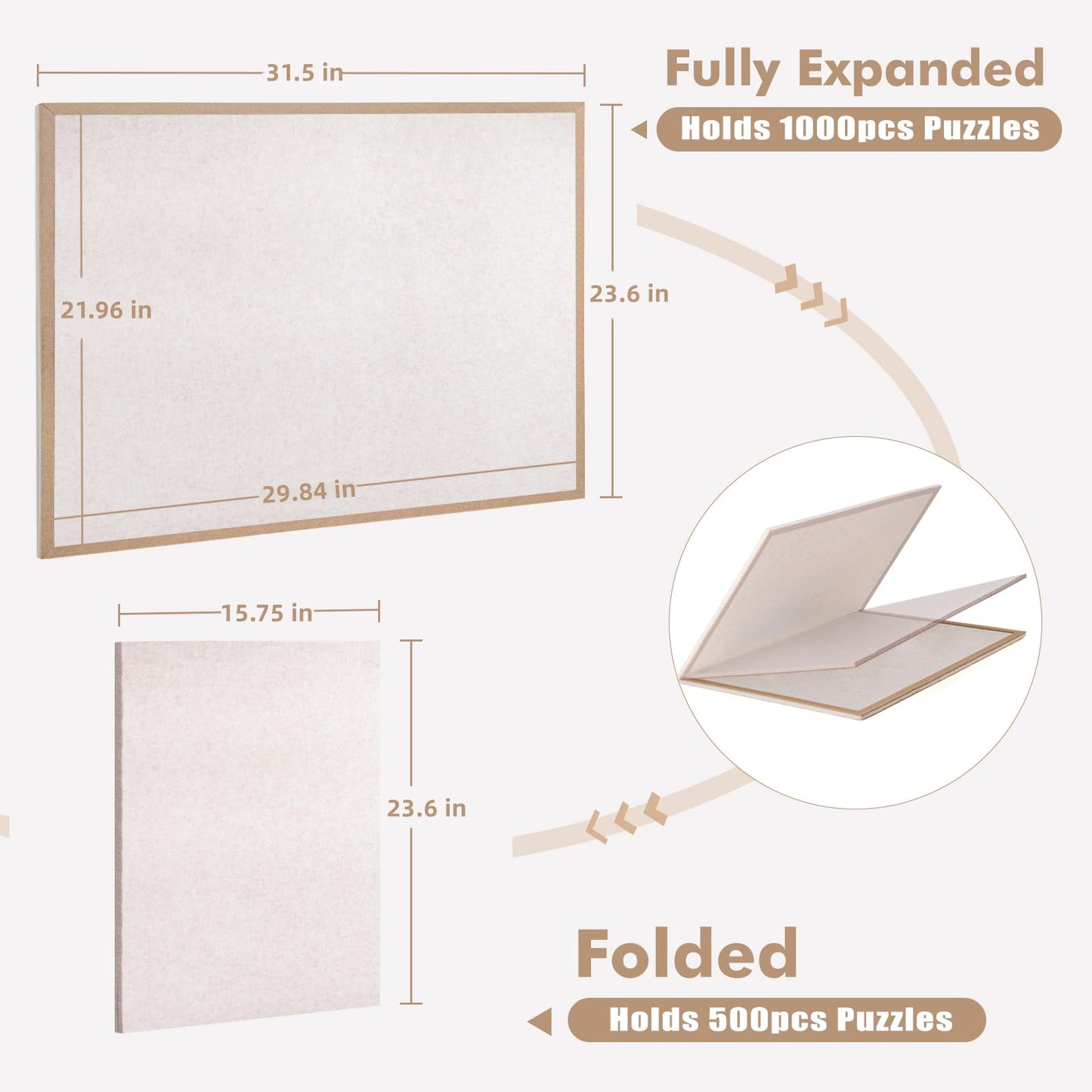 Piecevana Jigsaw Puzzle Board for 1000 Pieces – Foldable Felt Display, 31.5 x 24 inches