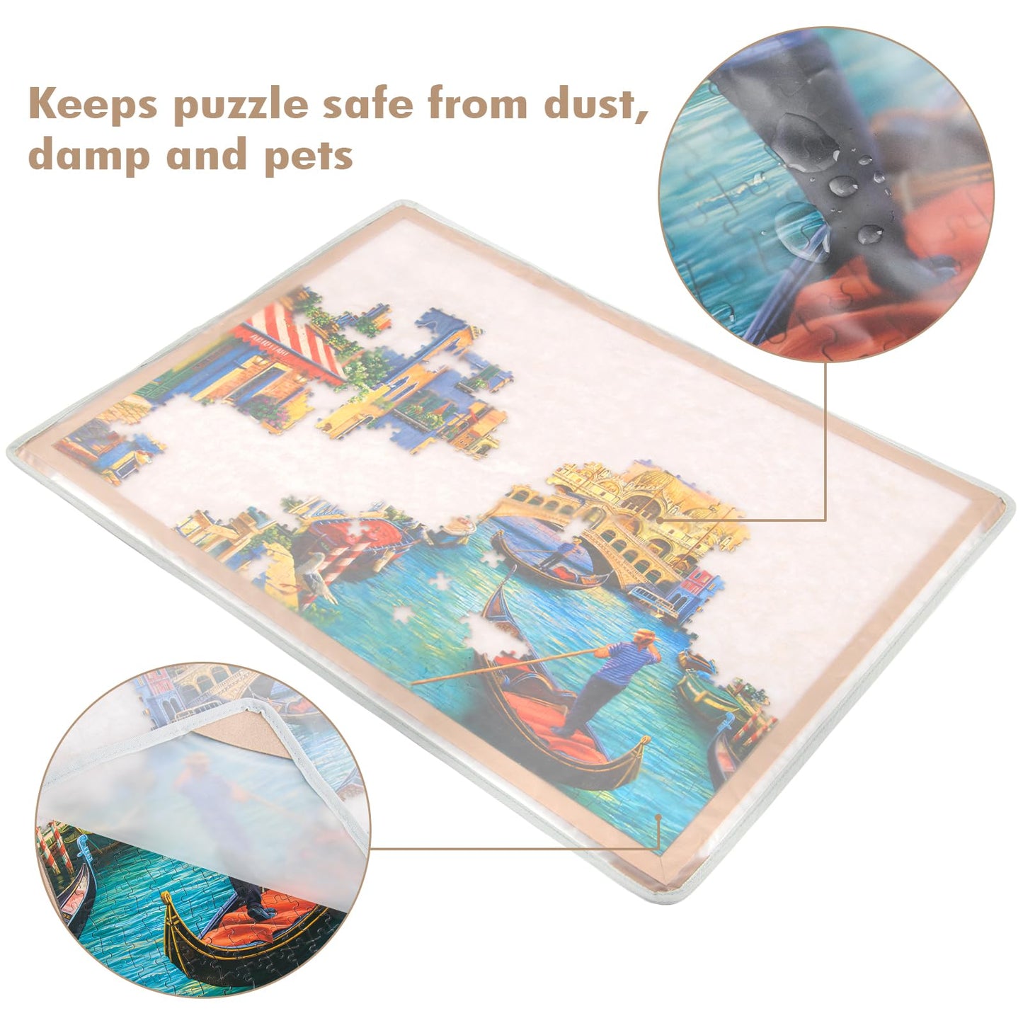 Piecevana Puzzle Board with 4 Sorting Trays | 31.5 x 23.6 Inch Felt Display for 1000-Piece Puzzles