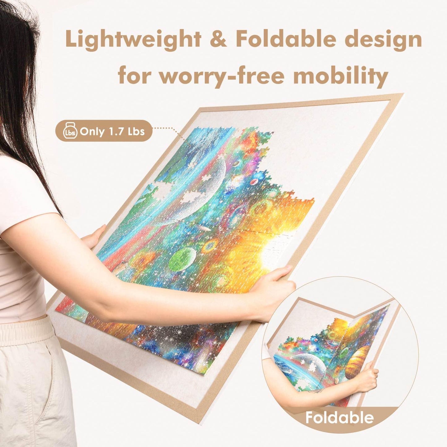 Piecevana Jigsaw Puzzle Board for 1000 Pieces – Foldable Felt Display, 31.5 x 24 inches