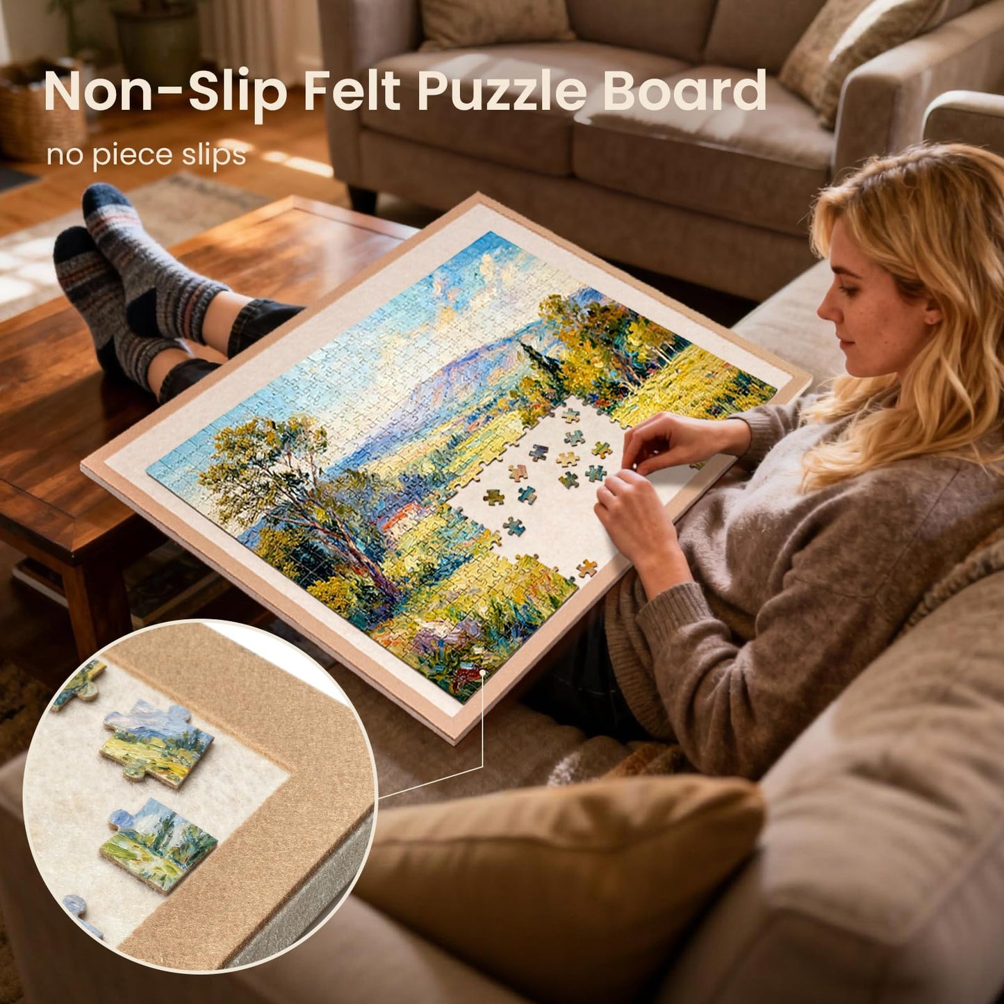 Piecevana Jigsaw Puzzle Board for 1000 Pieces – Foldable Felt Display, 31.5 x 24 inches