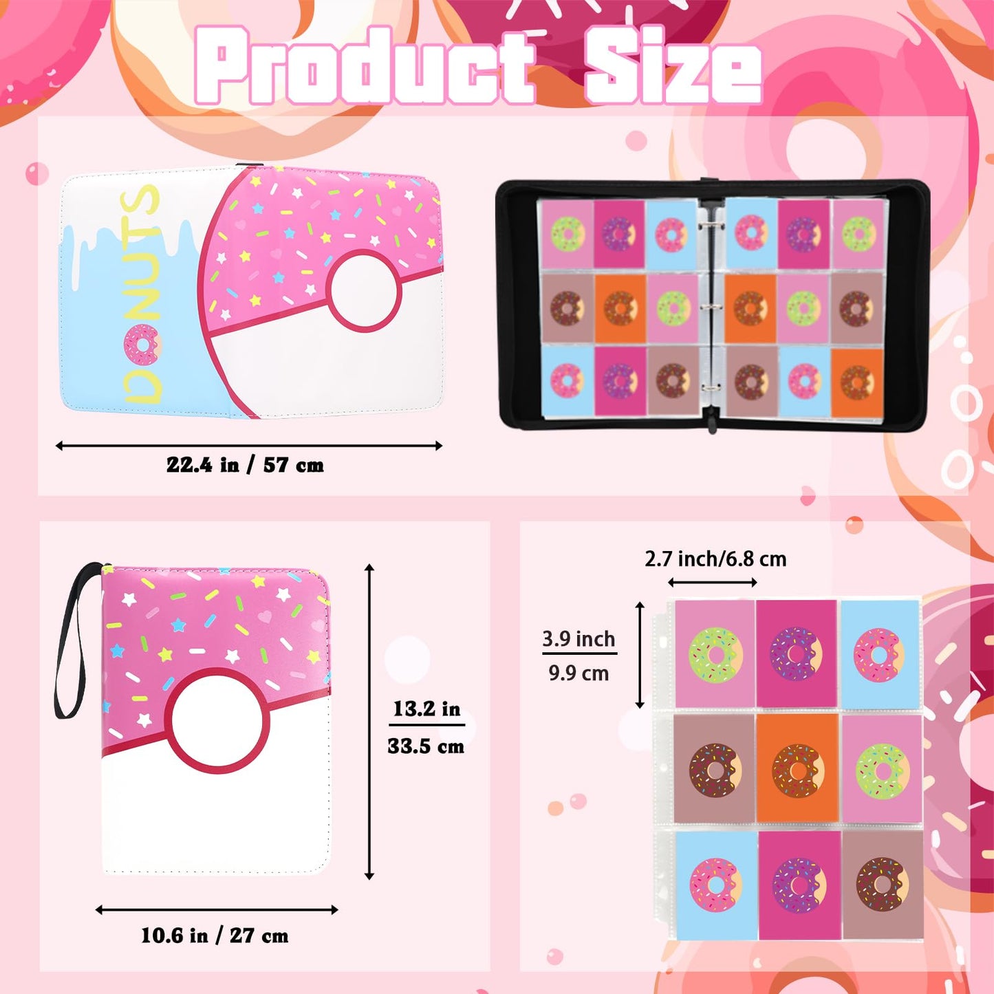 Piefectpie 9-Pocket Card Binder – 900-Pocket Donut Pink