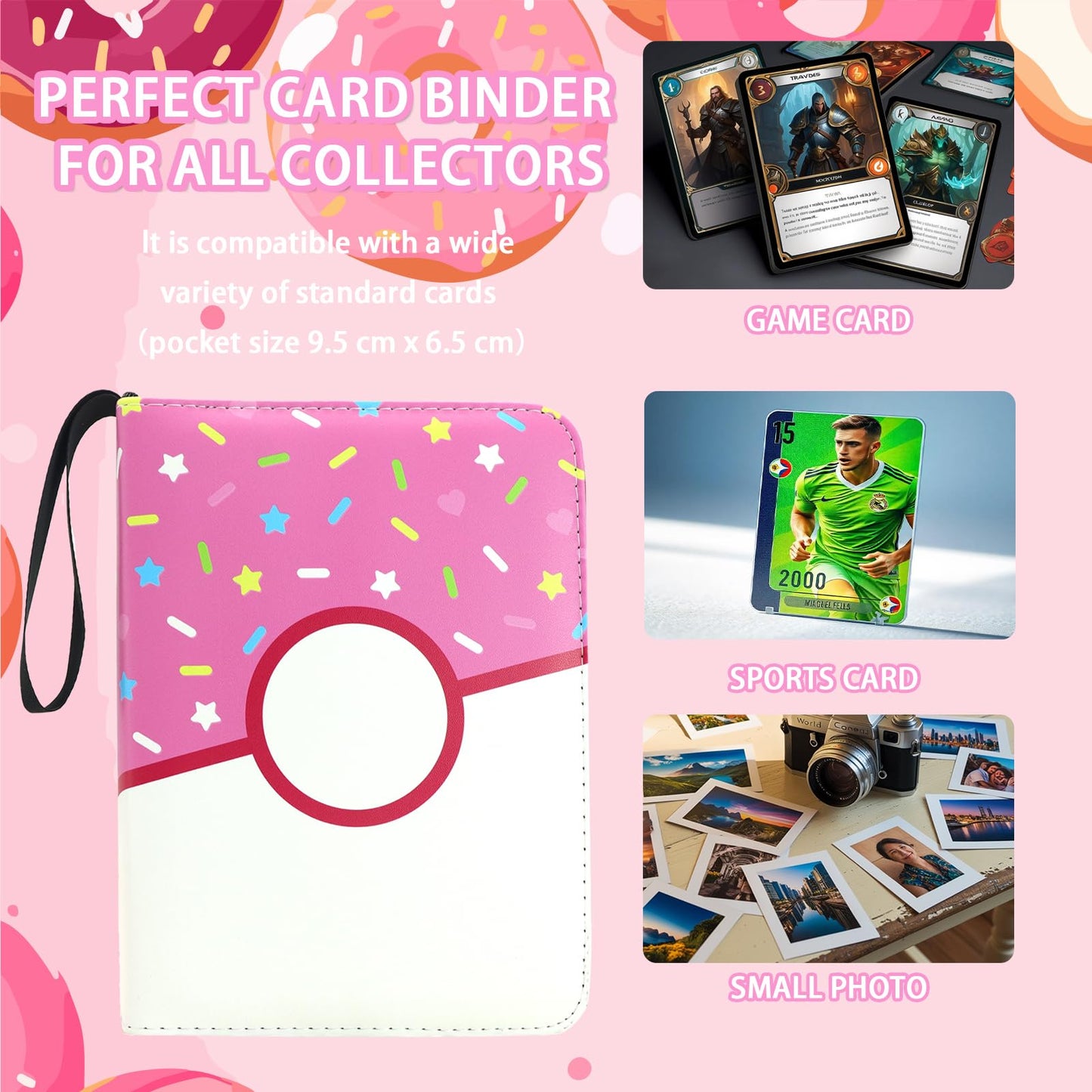 Piefectpie 9-Pocket Card Binder – 900-Pocket Donut Pink