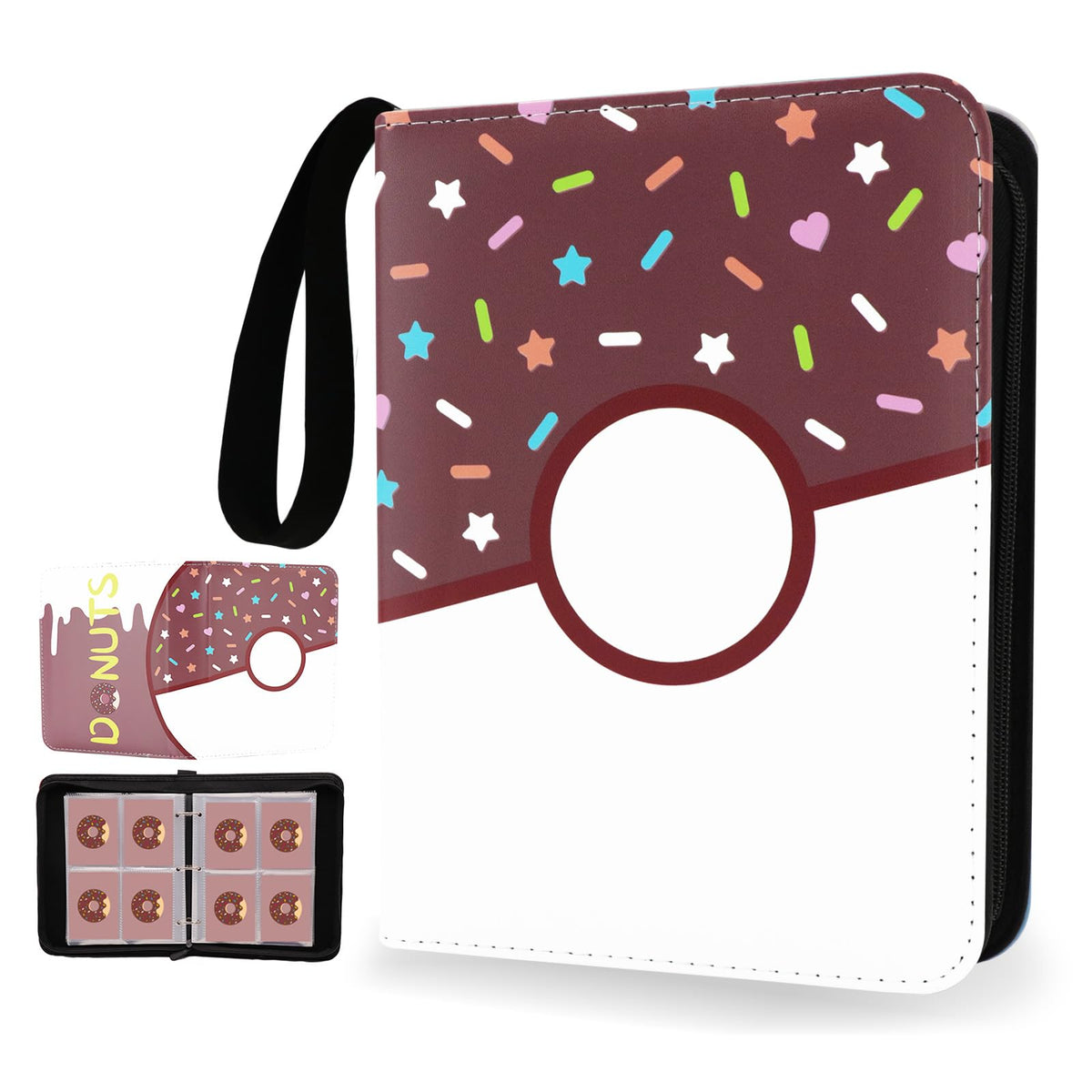 Piefectpie 4 Pocket Card Binder - 400 Card Holder, Pink Donut