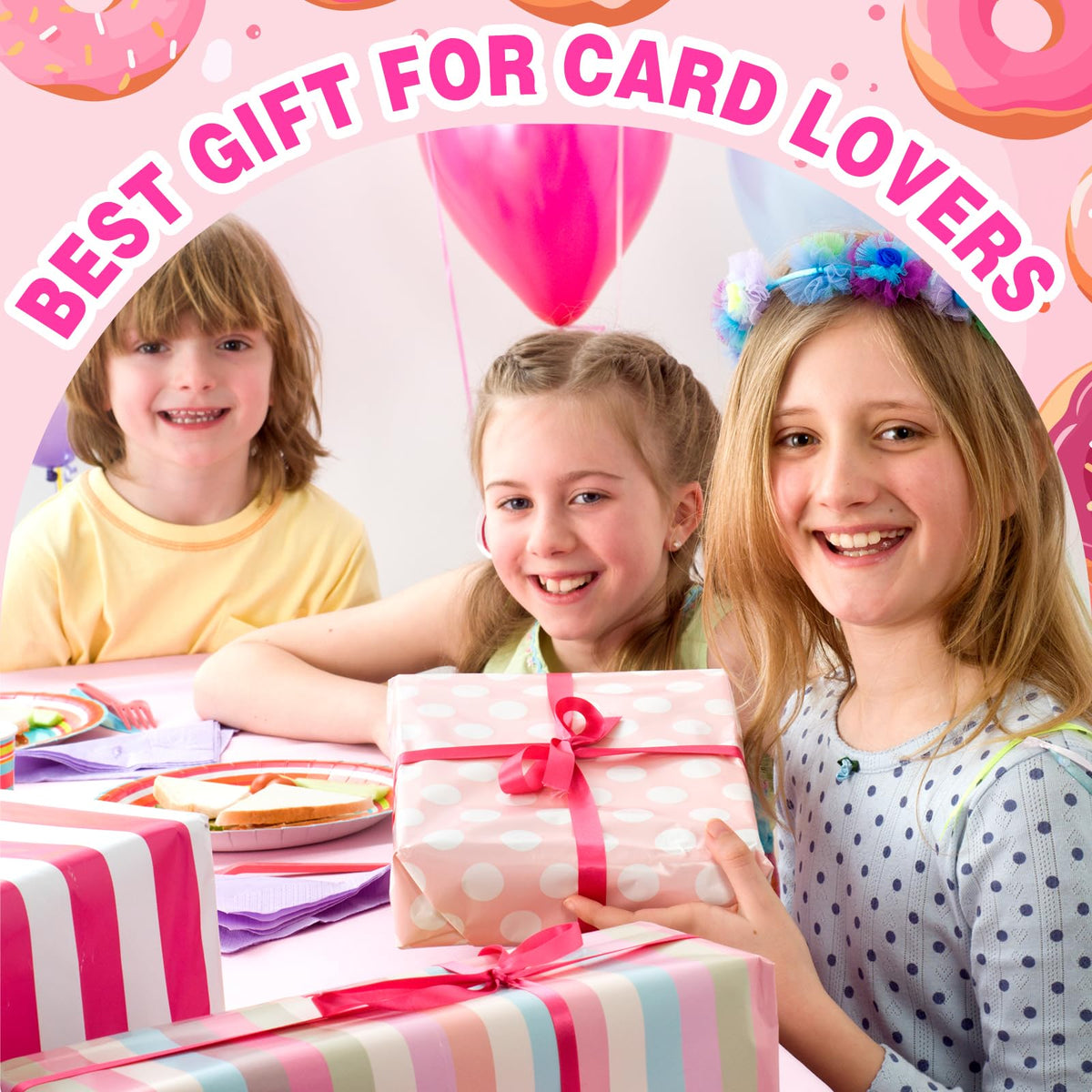 Piefectpie 4 Pocket Card Binder – 400-Card Holder Album, Pink Donut