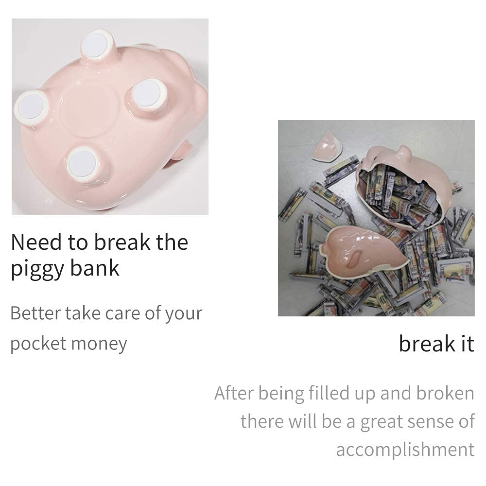 PIG WORLD Ceramic Piggy Bank – Break-to-Open Money Box for Adults, Modern Home Décor