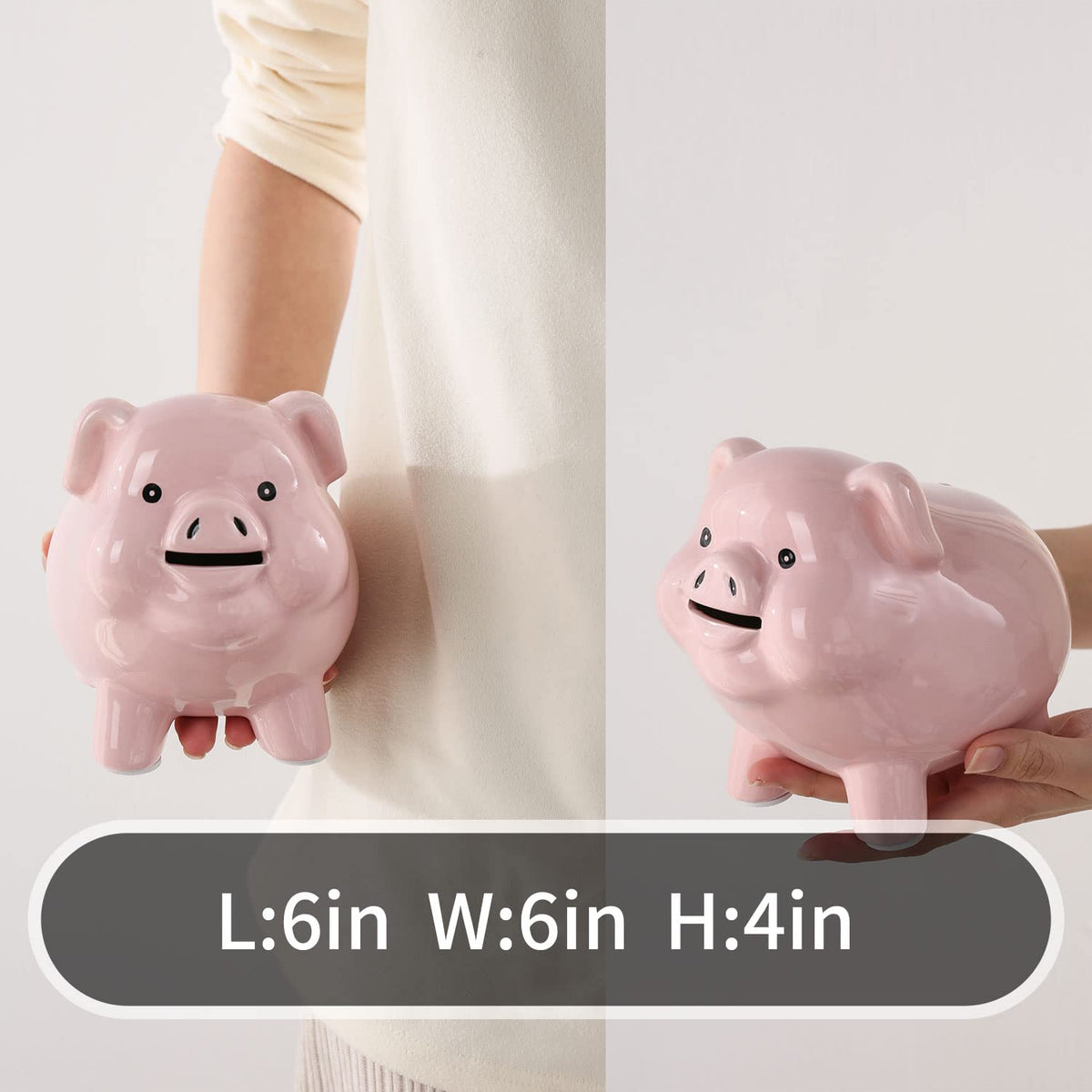 PIG WORLD Ceramic Piggy Bank – Break-to-Open Money Box for Adults, Modern Home Décor