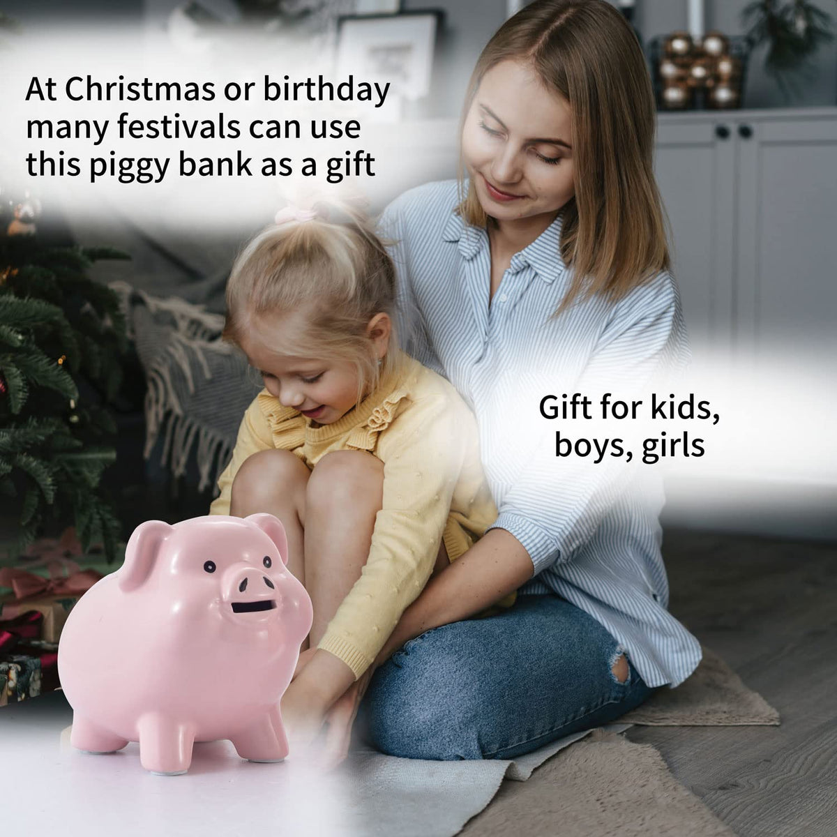 PIG WORLD Ceramic Piggy Bank – Break-to-Open Money Box for Adults, Modern Home Décor