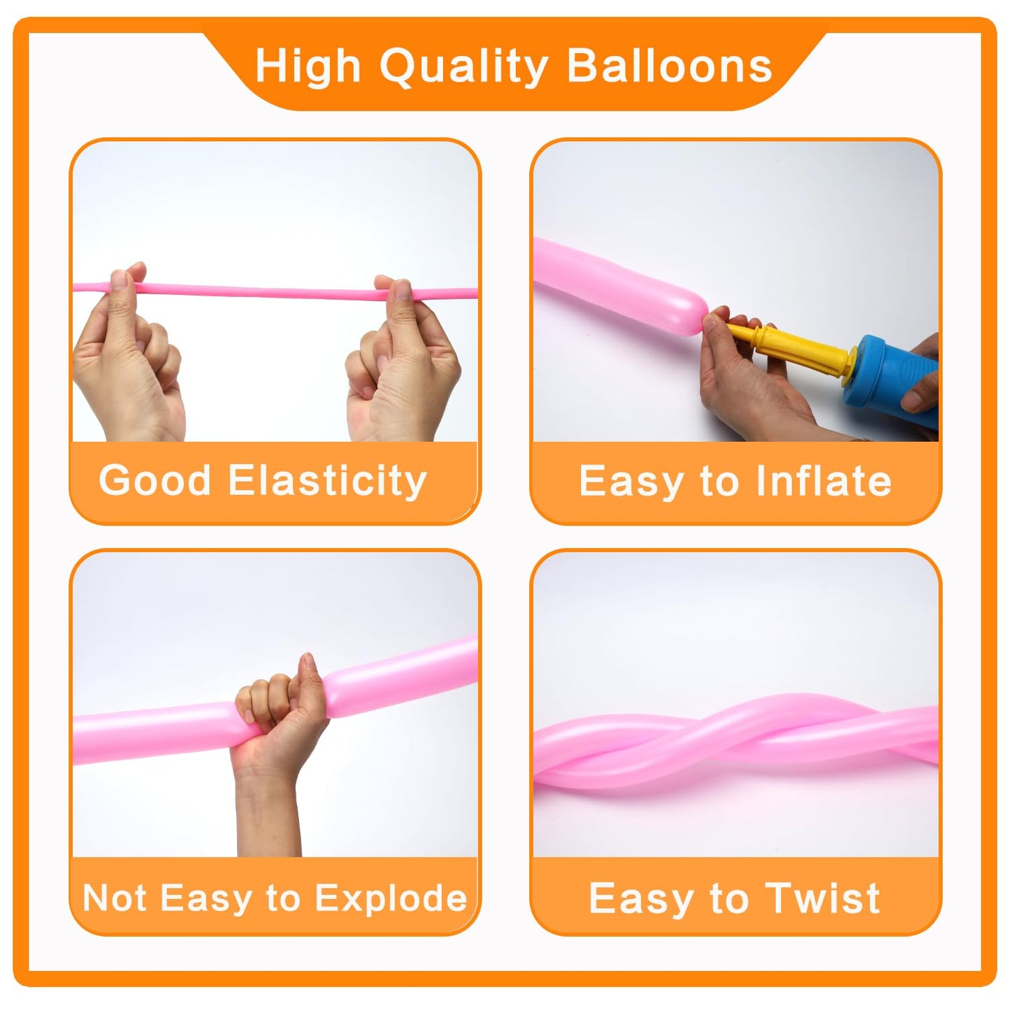 PIGETALE 100pcs 260q Long Skinny Balloons Rainbow – Thick Latex Twisting Balloons for DIY Party Decor