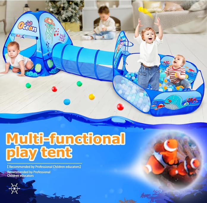PigPigPen 3-in-1 Kids Play Tent with Tunnel & Ball Pit – Indoor/Outdoor Toy
