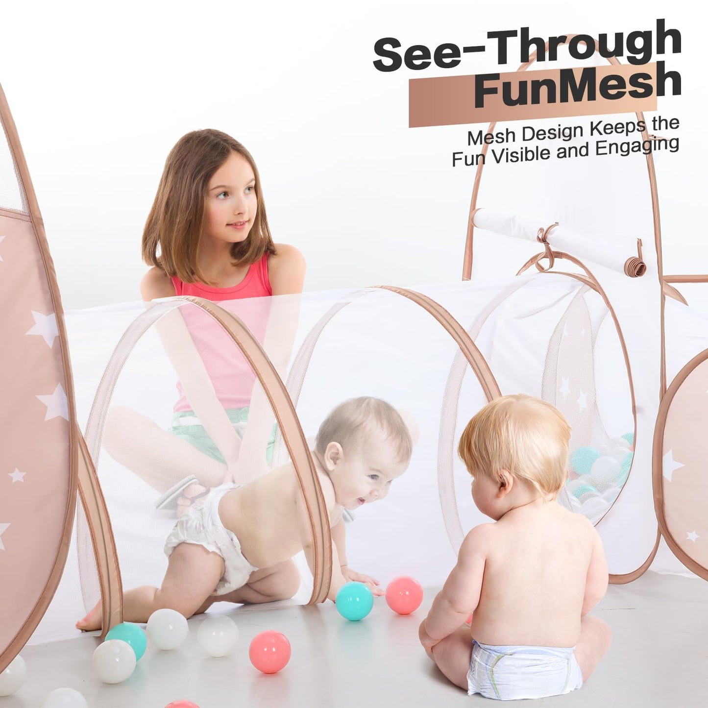 PigPigPen 3-in-1 Kids Play Tent with Tunnel & Ball Pit | Indoor & Outdoor Toddler Toy