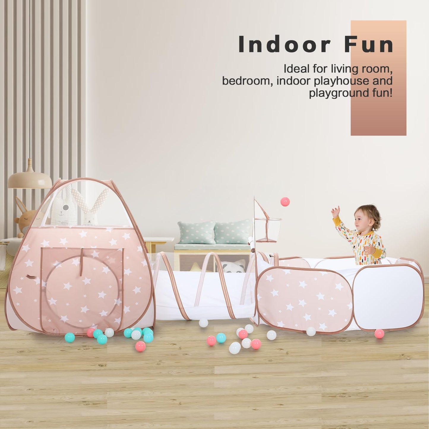 PigPigPen 3-in-1 Kids Play Tent with Tunnel & Ball Pit | Indoor & Outdoor Toddler Toy