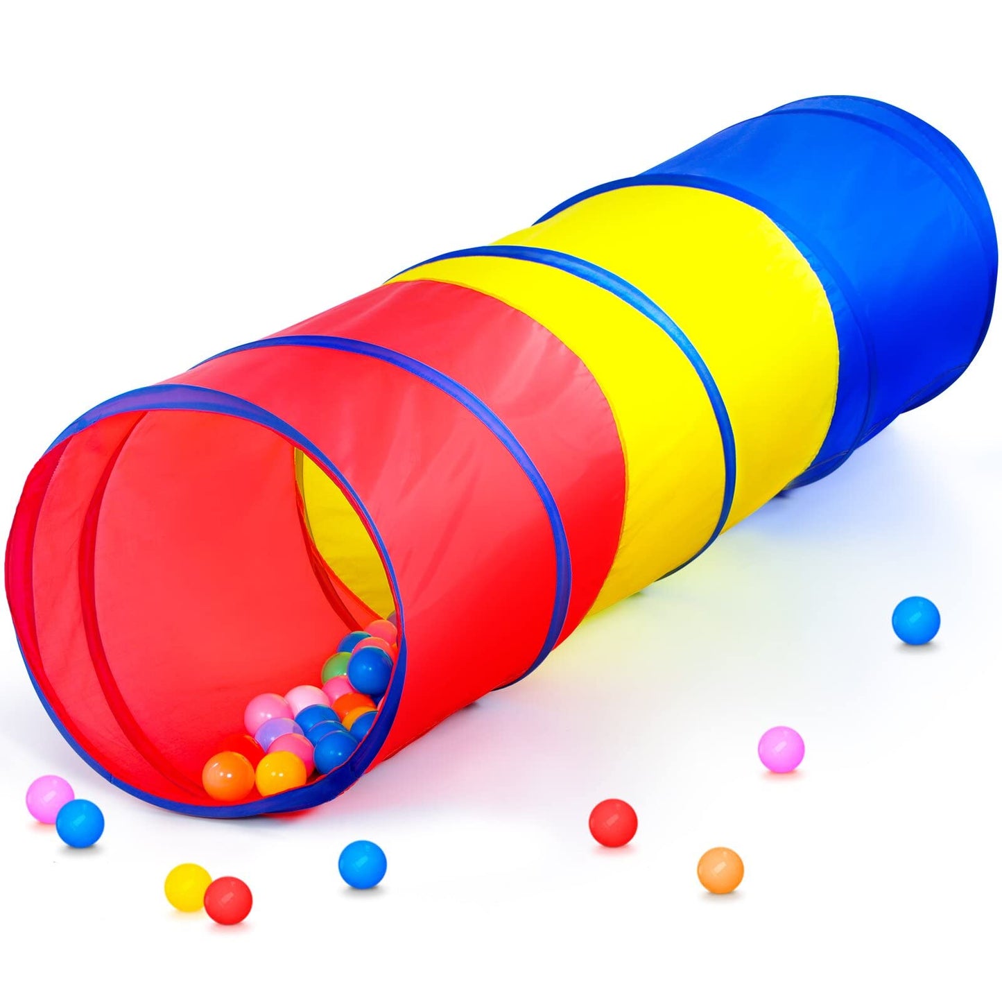 PigPigPen Pop Up Play Tunnel Tent – Indoor & Outdoor Fun for Toddlers, Babies & Dogs (Red, Yellow & Blue)