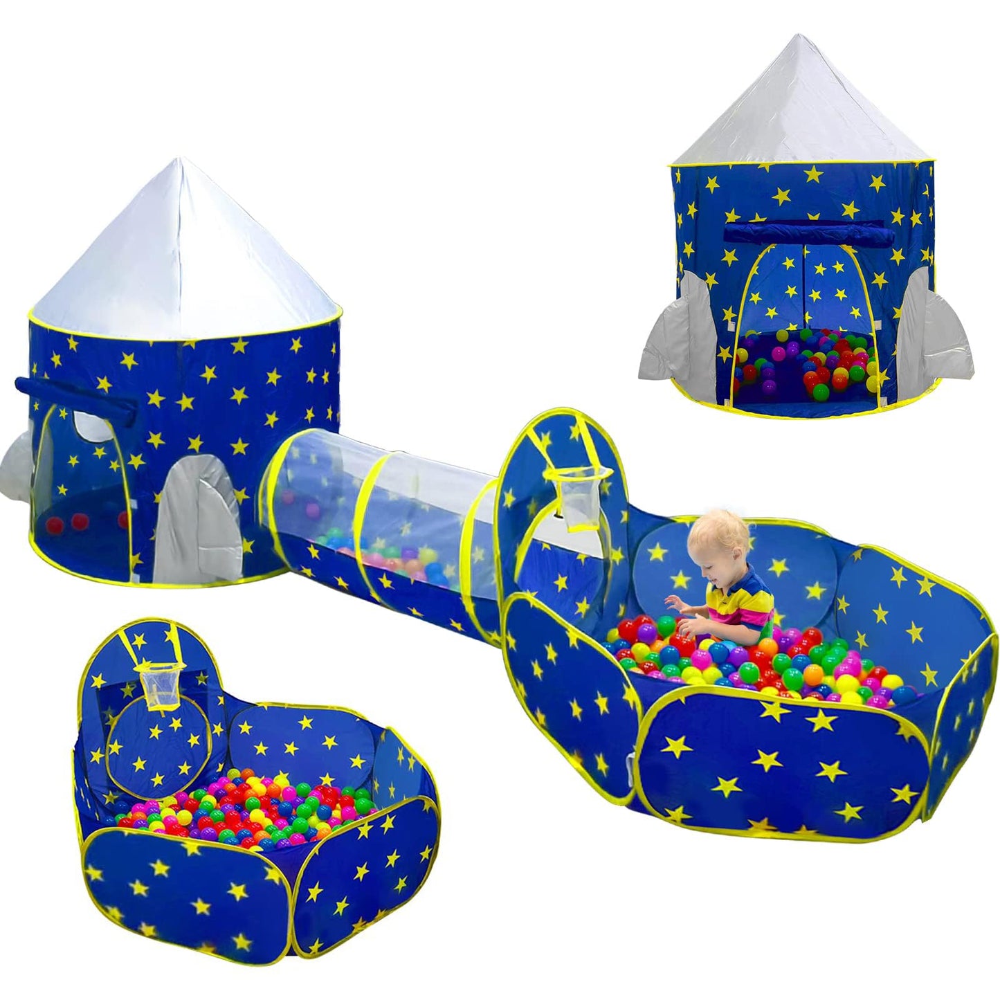 PigPigPen 3pc Kids Play Tent Set – Ball Pit, Tunnel & Princess Tent