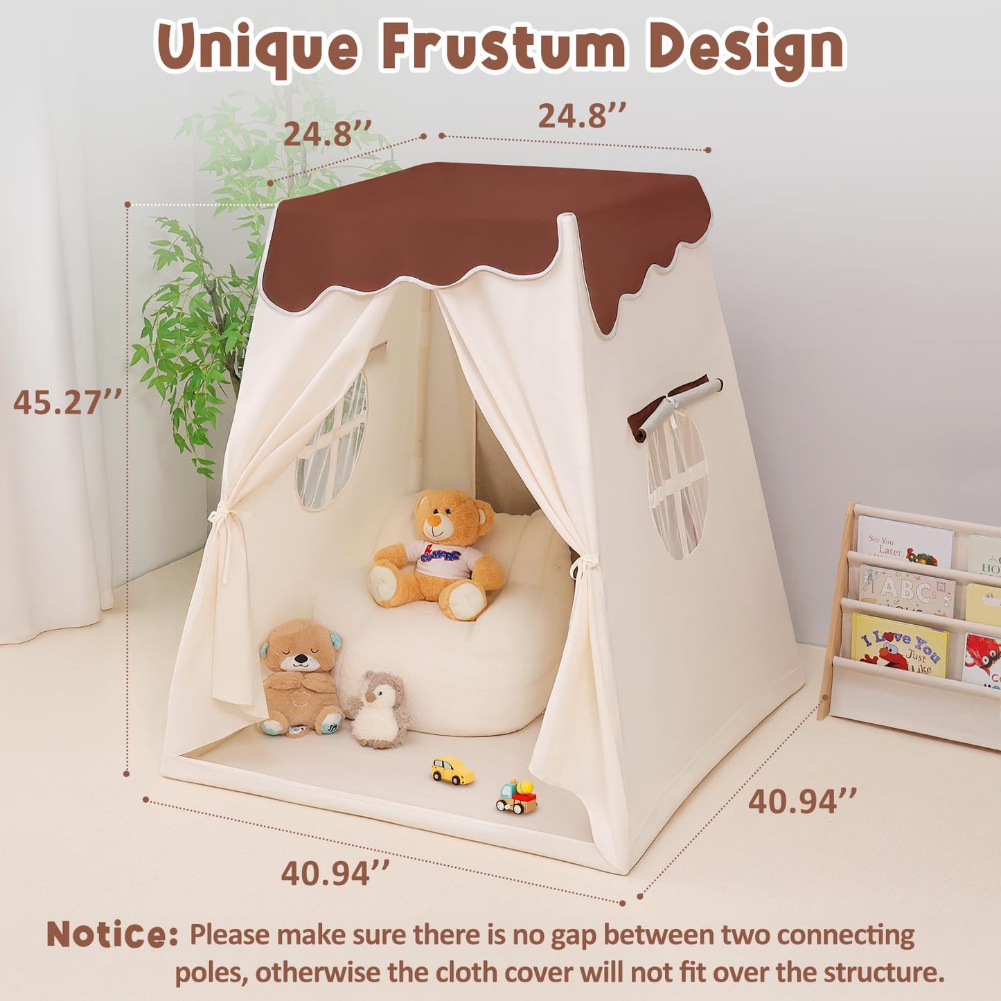PIIKAGO Frustum Design Kids Play Tent with Star Lights | Dual-Door Indoor Playhouse for Ages 4-8