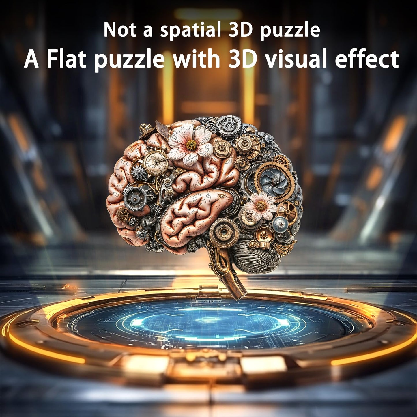 Pijesaksa Wooden Puzzles for Adults - Mechanical Brainstem Puzzle with 3D Visual Effect, Wall Art Canvas Gift (L-13.4 × 12.6 in, 250 Pcs)