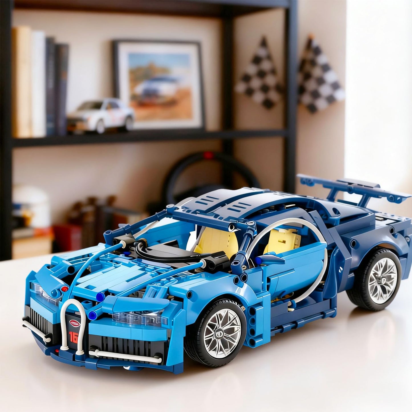 PIKARO Sports Car Building Blocks Set – 1:14 Blue MOC Model Kit (1144pcs)