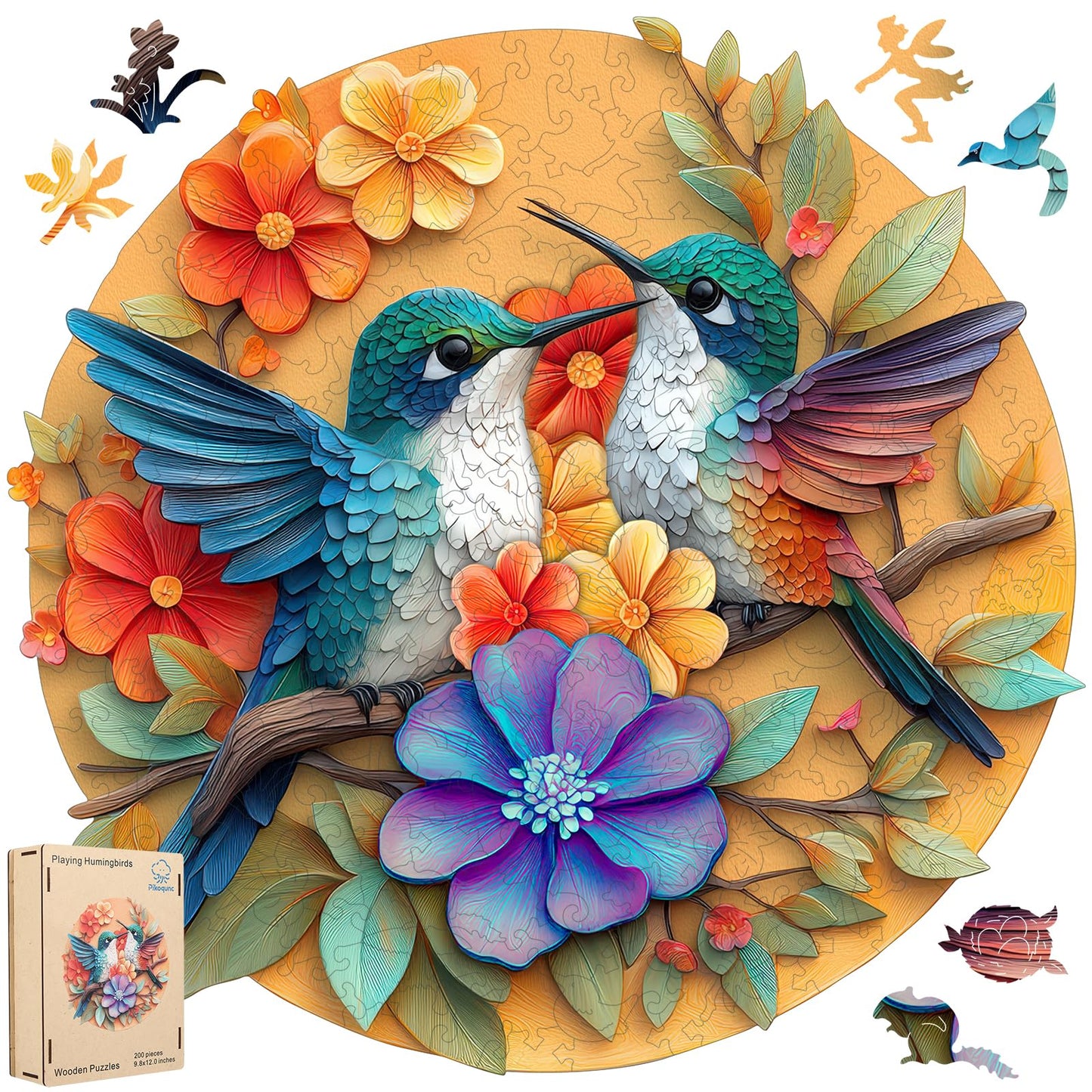 Pikoqunc Hummingbird Wooden Puzzle for Adults – 500 Pieces, Premium Wood