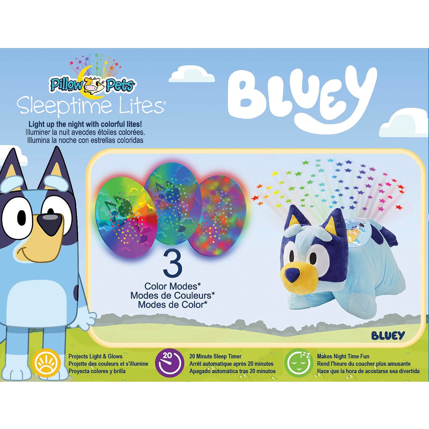 Pillow Pets Bluey Sleeptime Lite – 16-inch Plush Night Light & Star Projector