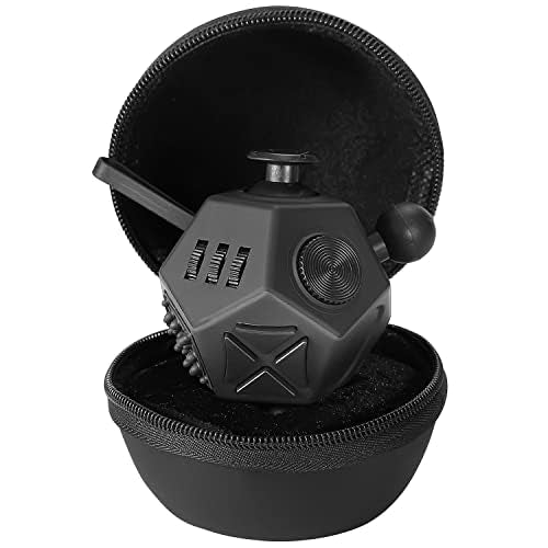 PILPOC theFube Fidget Cube with 12 Sides – Focus, Stress Relief & ADHD Tool + Carry Case