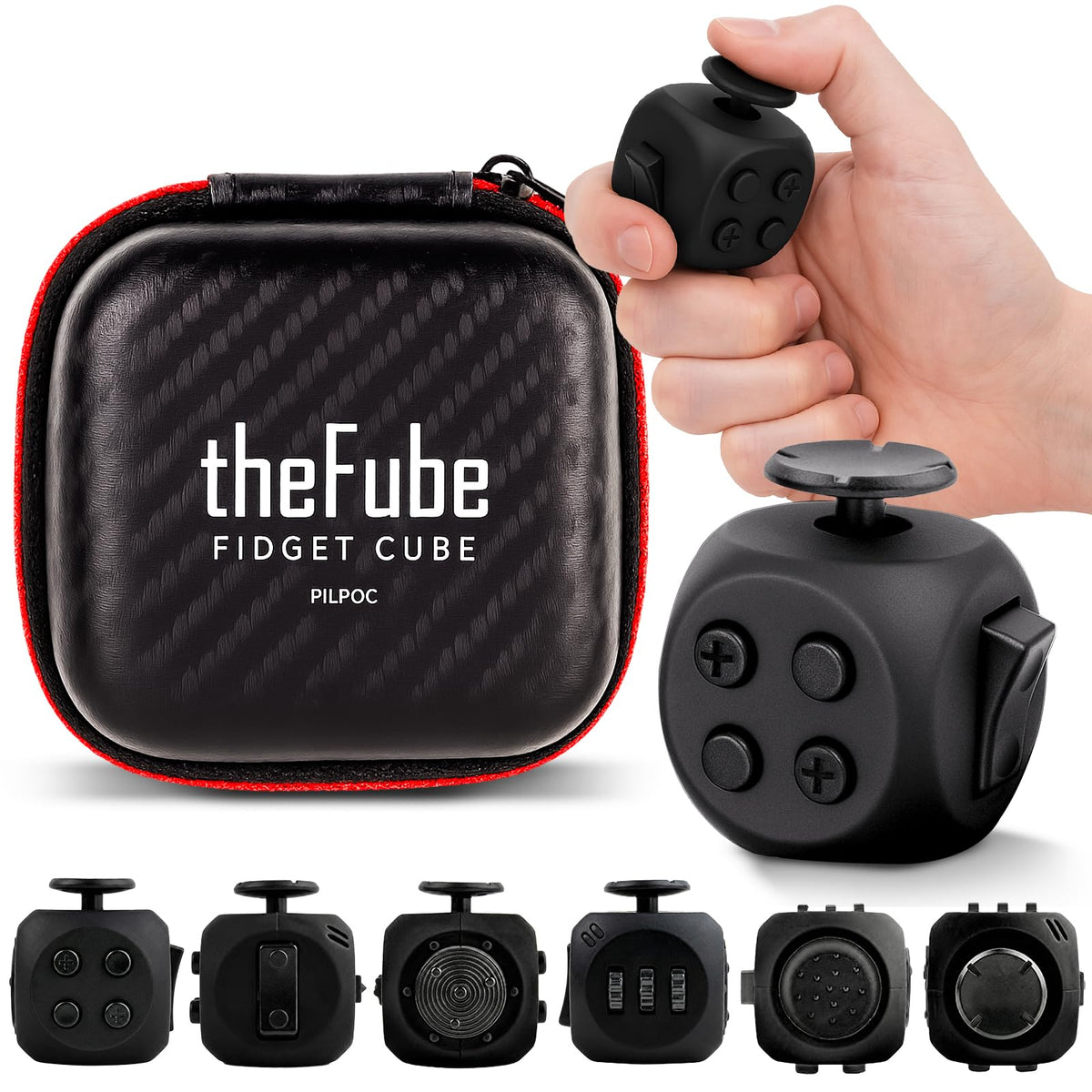 PILPOC TheFube Fidget Cube – 6-Sided Infinity Cube for Focus, Mindfulness & Quiet Stress Relief (Midnight)