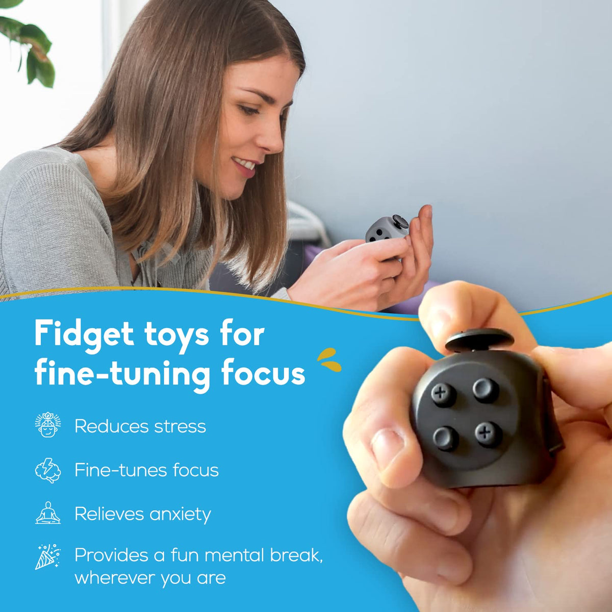 PILPOC theFube Fidget Cube – 6-Sided Focus & Mindfulness Tool | Midnight-Crimson
