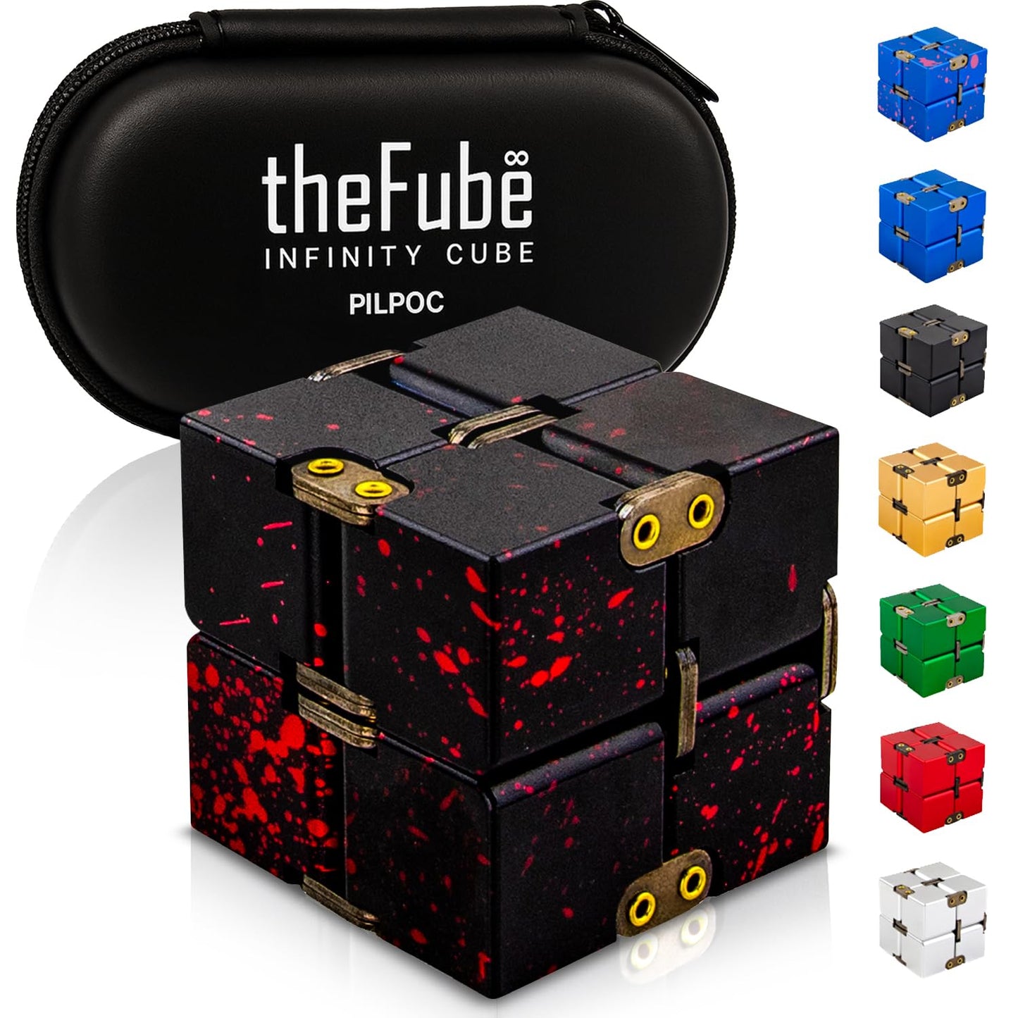 PILPOC theFube Infinity Cube Fidget Desk Toy – Aluminum, Case, Stress Relief & Focus Aid