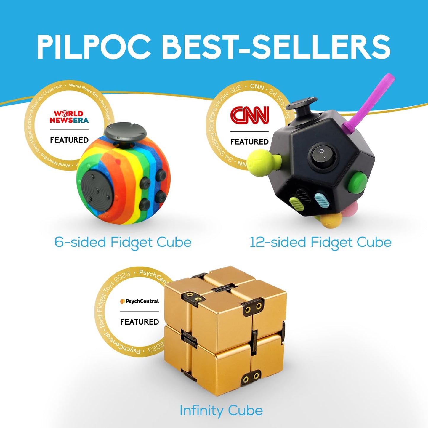 PILPOC theFube Infinity Cube Fidget Desk Toy – Aluminum, Case, Stress Relief & Focus Aid