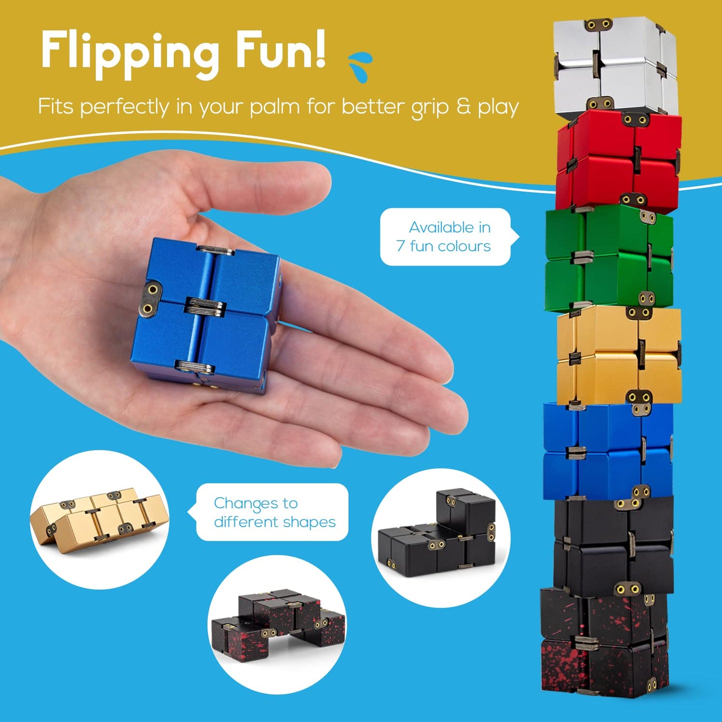 PILPOC theFube Infinity Cube Fidget Toy – Aluminum Metal Cube with Case | Stress Relief & Focus Aid (Green)