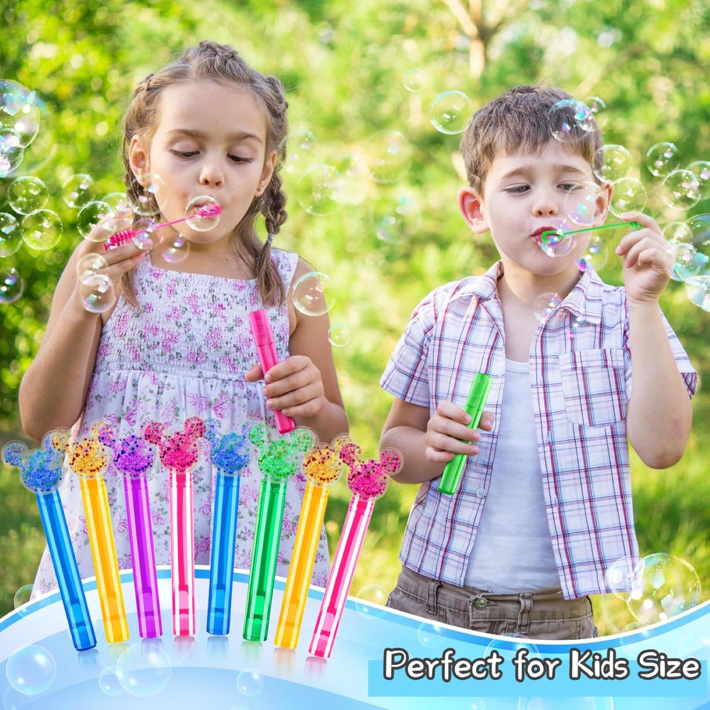 24PCS Glitter Bubble Wands - 6 Colors Party Favors for Kids 3-10