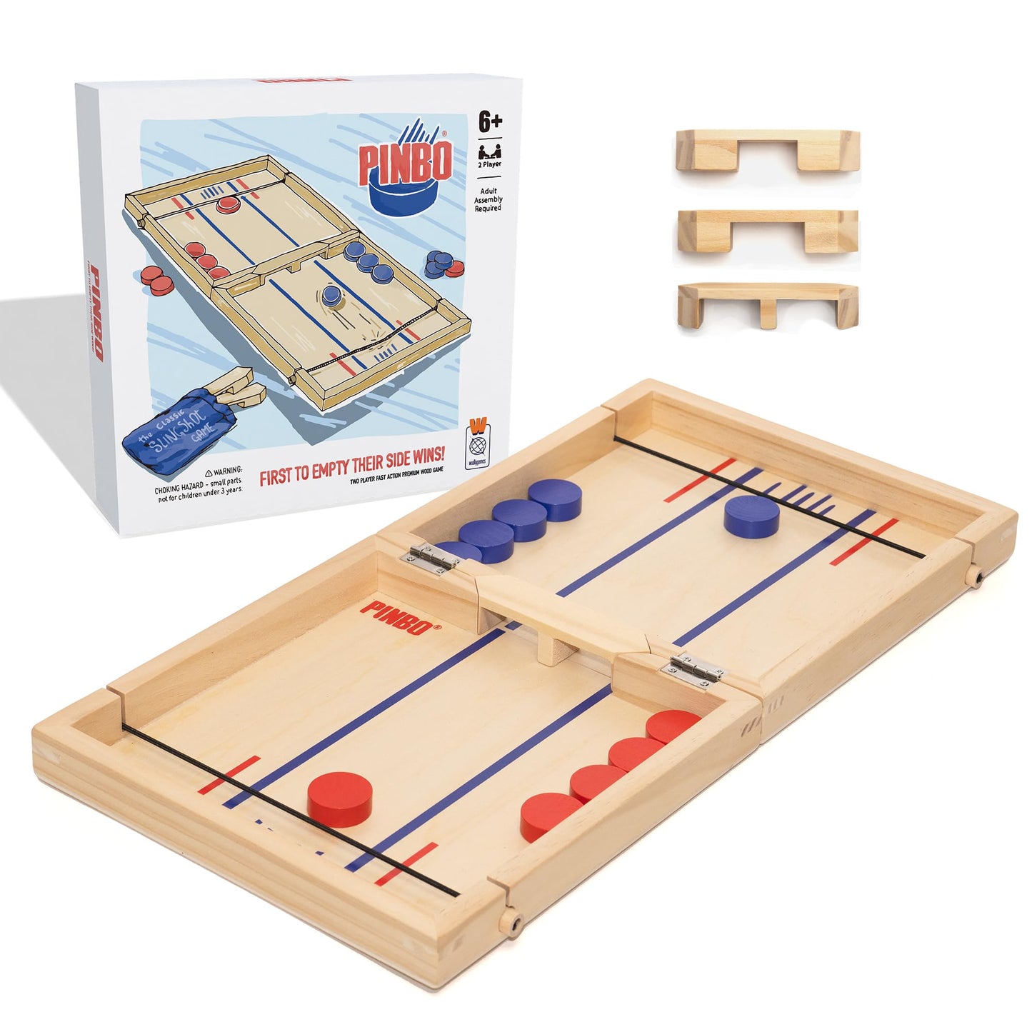 Pinbo The Classic Slingshot Game – Fast 2-Player Foldable Wooden Duel