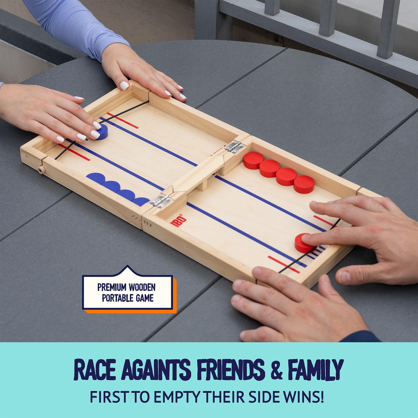 Pinbo The Classic Slingshot Game – Fast 2-Player Foldable Wooden Duel