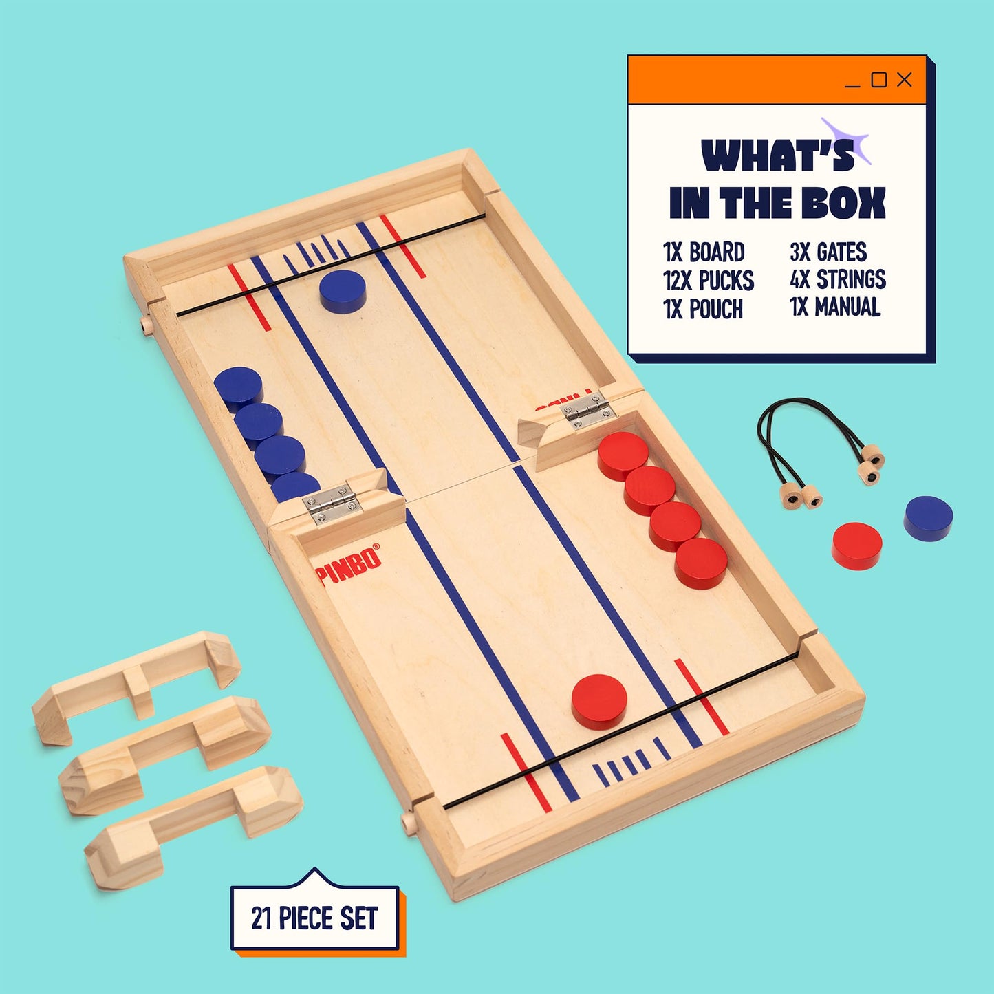 Pinbo The Classic Slingshot Game – Fast 2-Player Foldable Wooden Duel