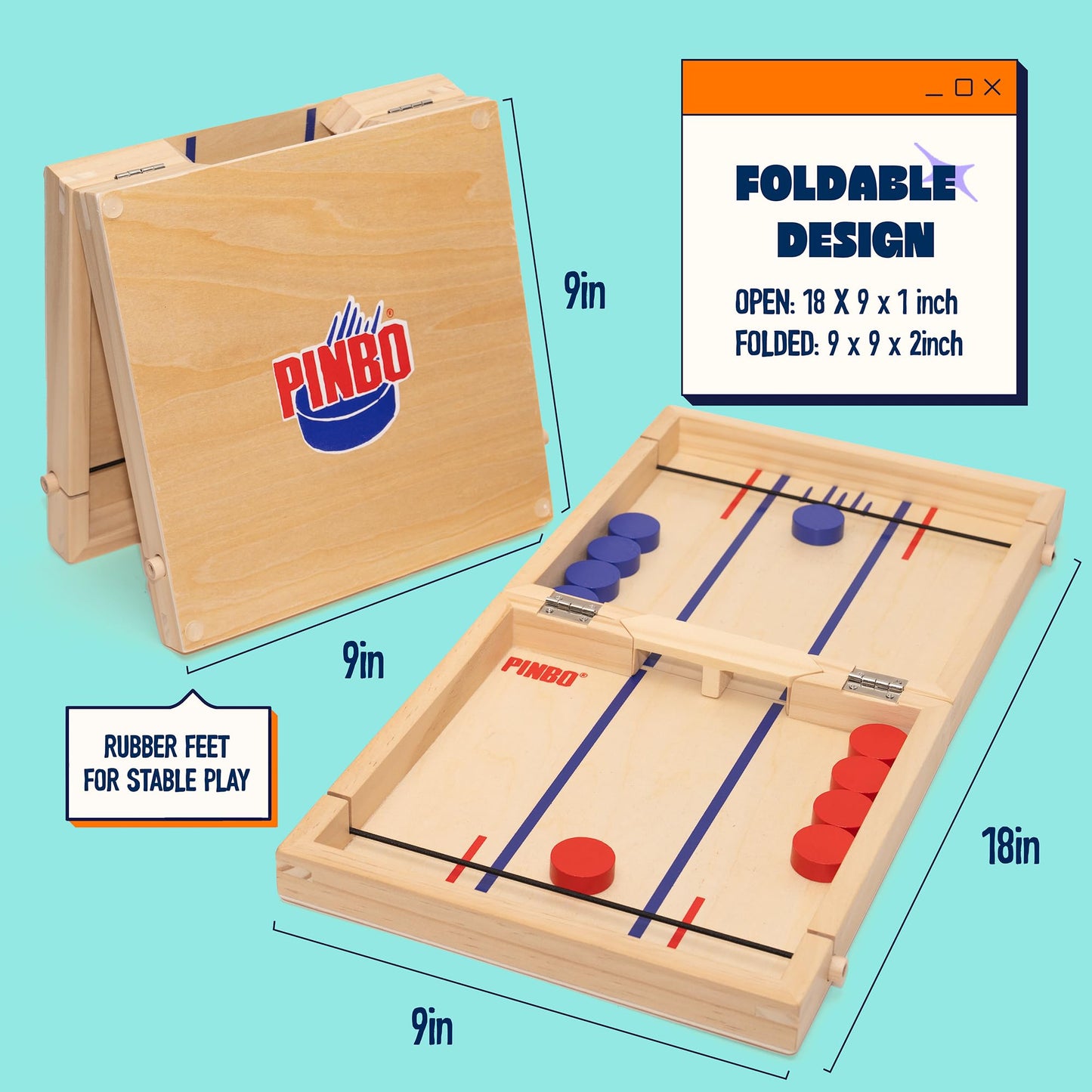 Pinbo The Classic Slingshot Game – Fast 2-Player Foldable Wooden Duel