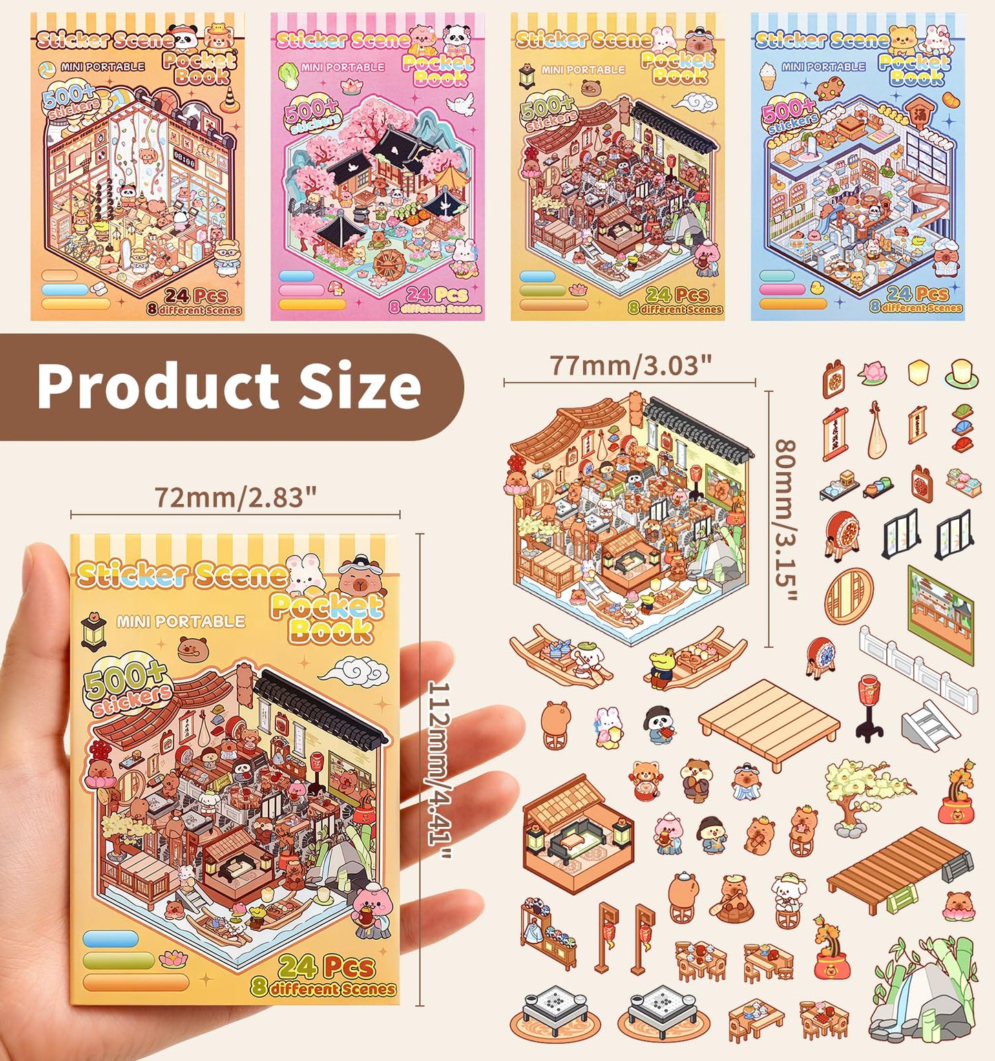Pindda 32 Sets Pocket DIY 3D Sticker Scenes – Mini Worlds & Creative Focus