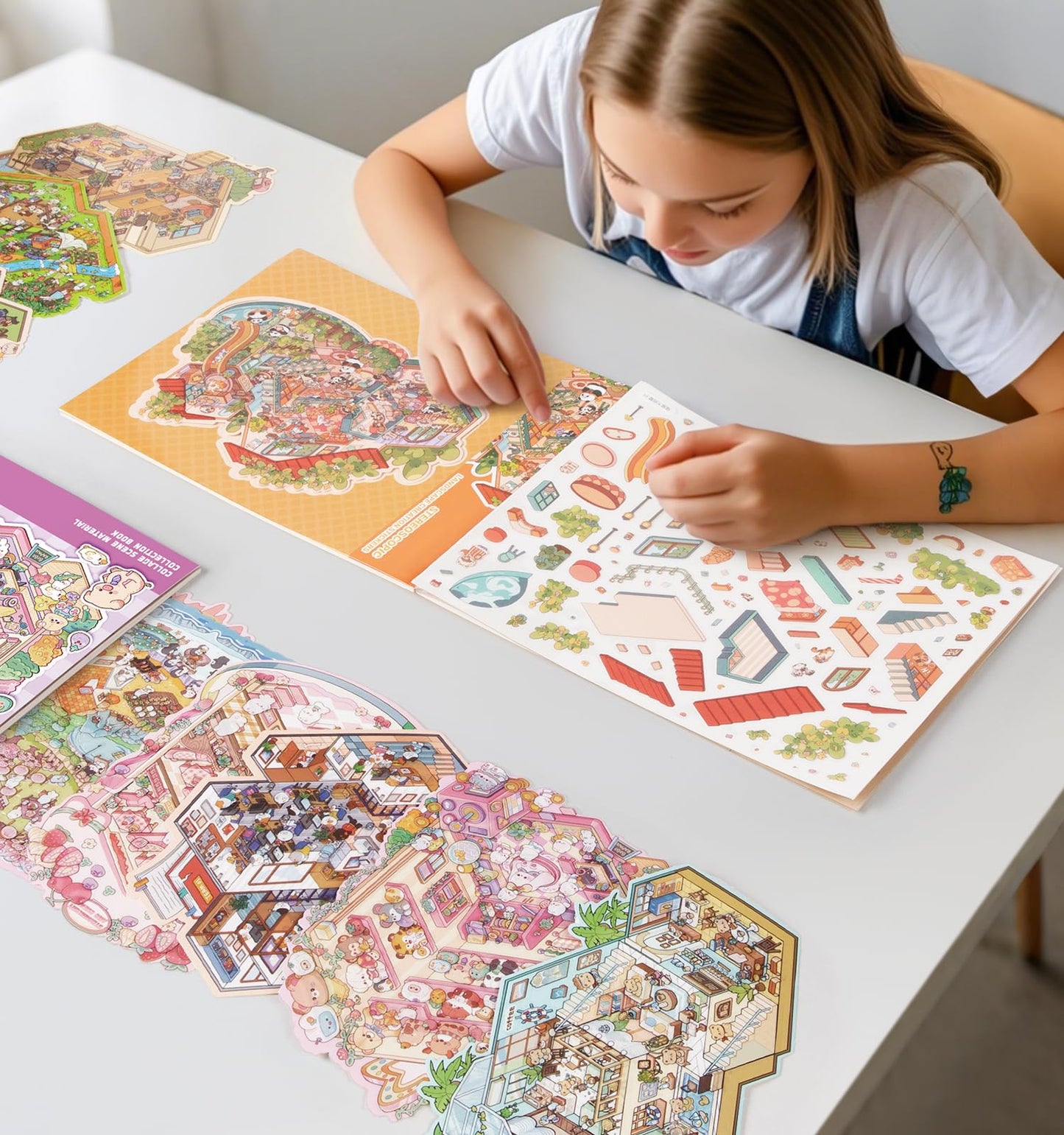 Pindda Sticker Book: 6 Sets 3D House Stickers for DIY Mini Scenes