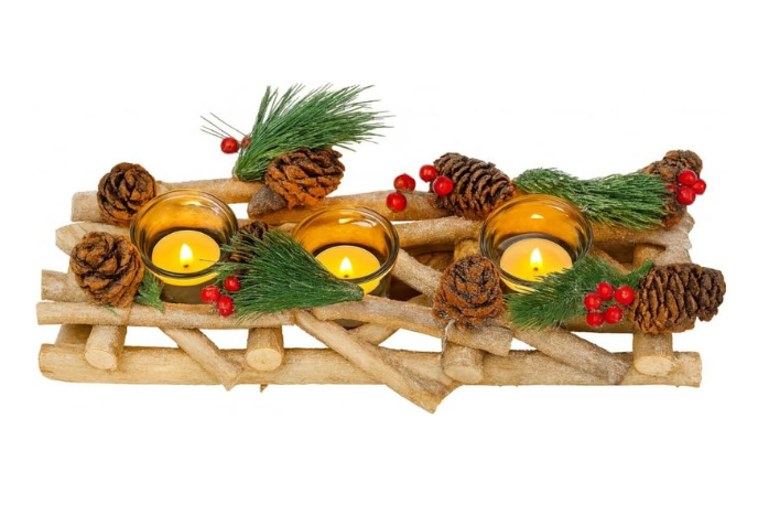 Christmas Pinecone Tea Light Candle Holder Table Decoration