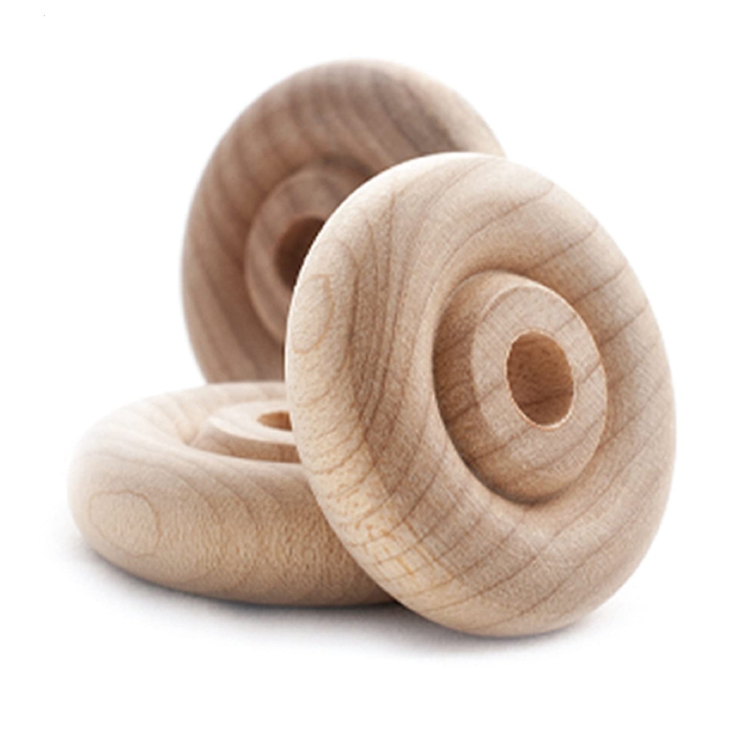 Pinehurst Crafts Classic Wooden Toy Wheels – 24 Pack – 1-1/4 inch Diameter – 3/8 inch Thick – 1/4 inch Hole – Made in USA
