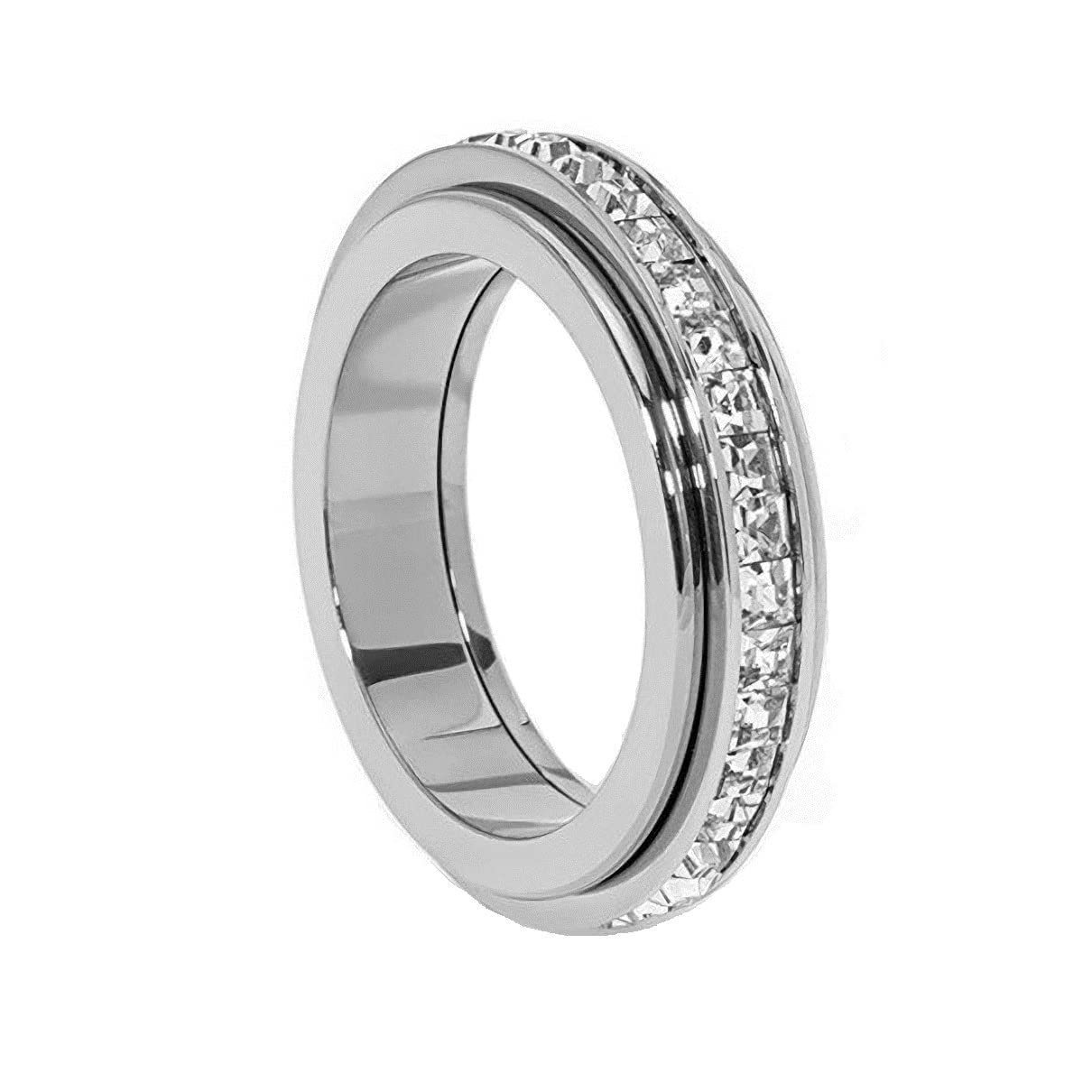Pingyongchang Titanium Spinner Anxiety Ring – Hypoallergenic Fidget Band for Women