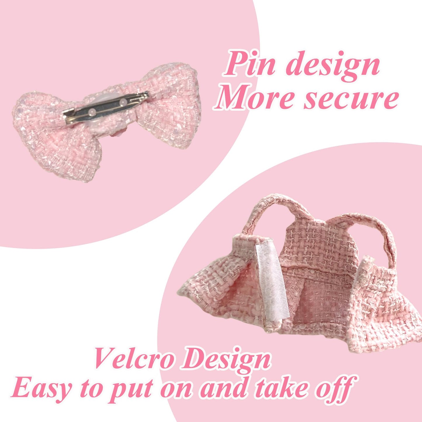 Pink 4-Piece Doll Outfit Set for 17cm Dolls – Dress, Hairpin, Glasses, Rabbit Charm